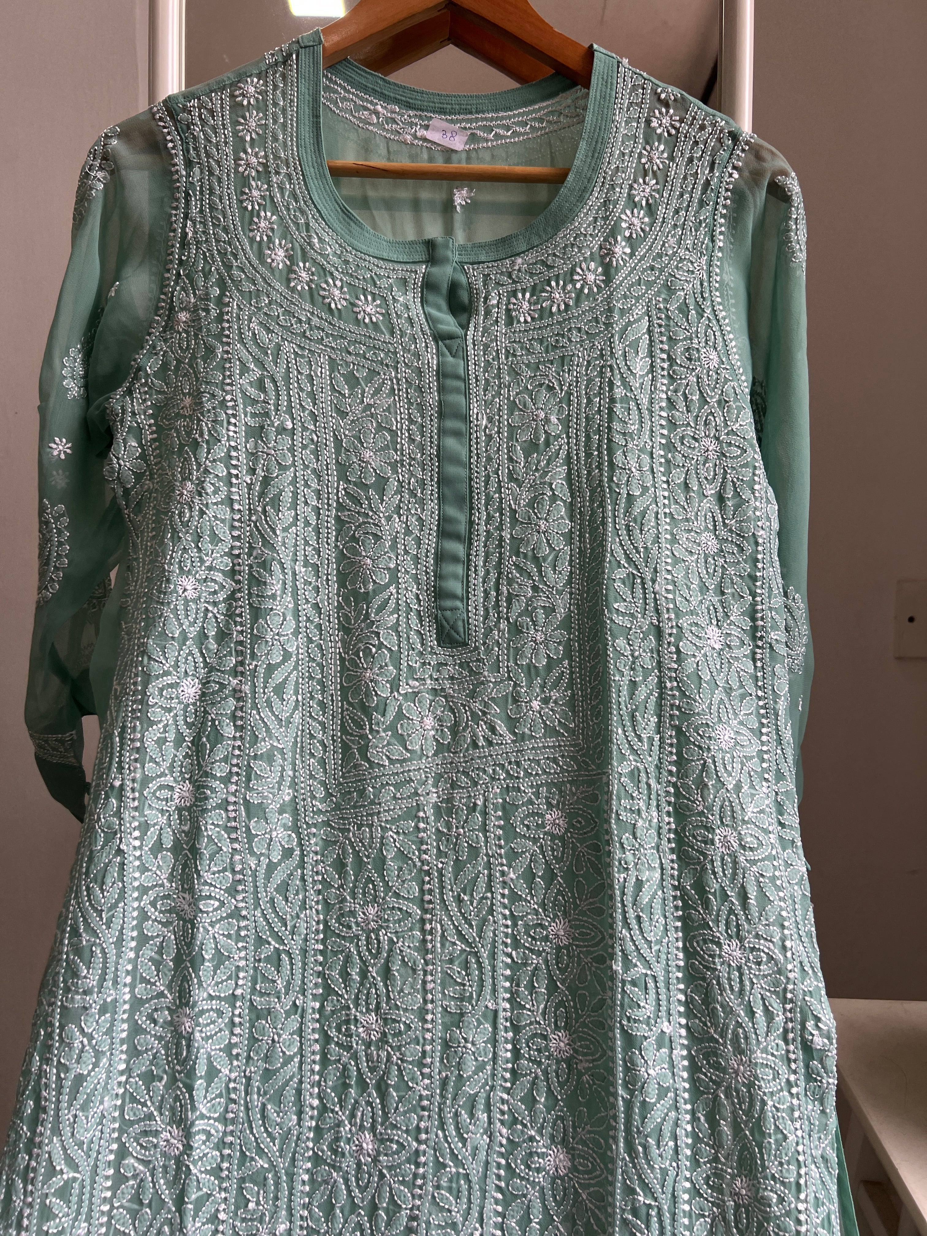 Chikankari Resham Jaal Kurti - Tiffiny ARIAA CHIKANKARI 