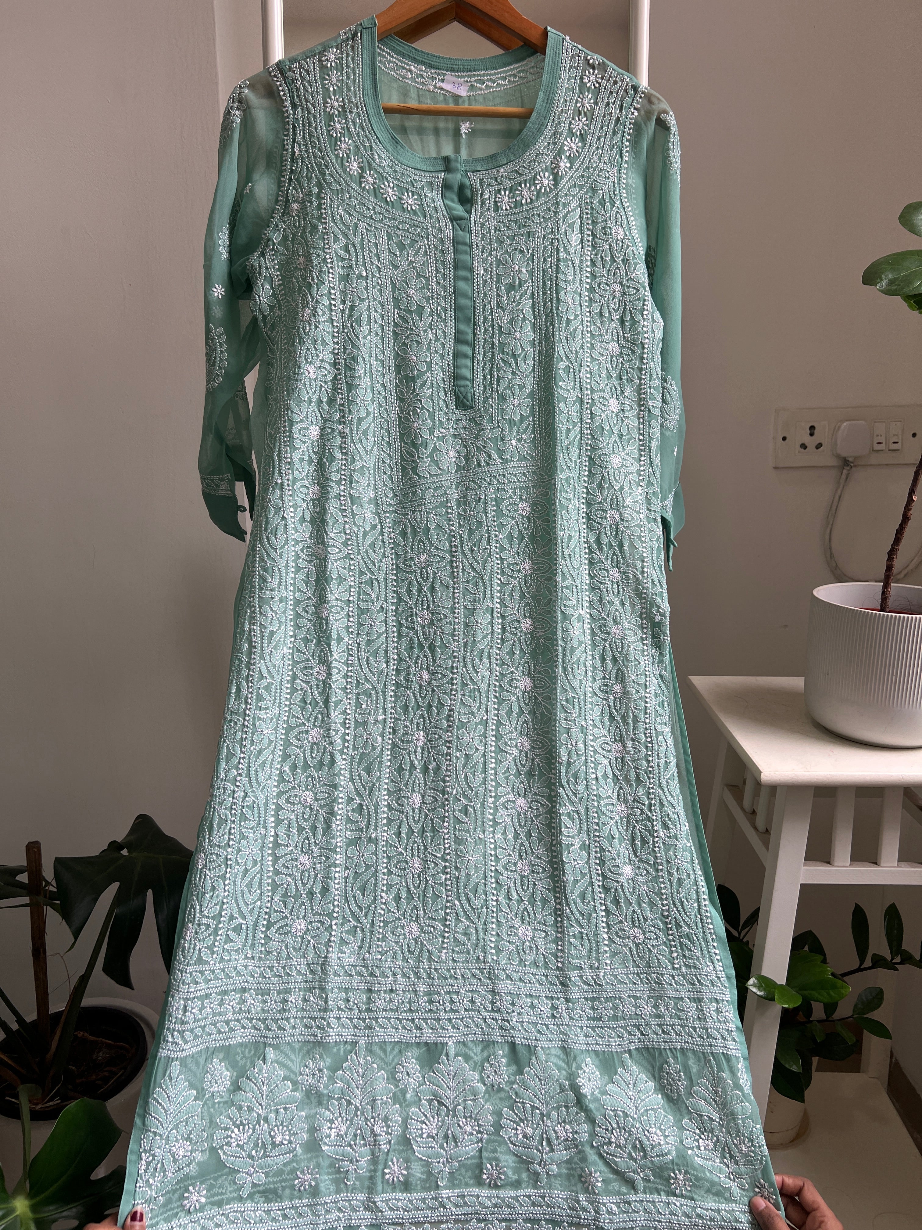 Chikankari Resham Jaal Kurti - Tiffiny ARIAA CHIKANKARI 