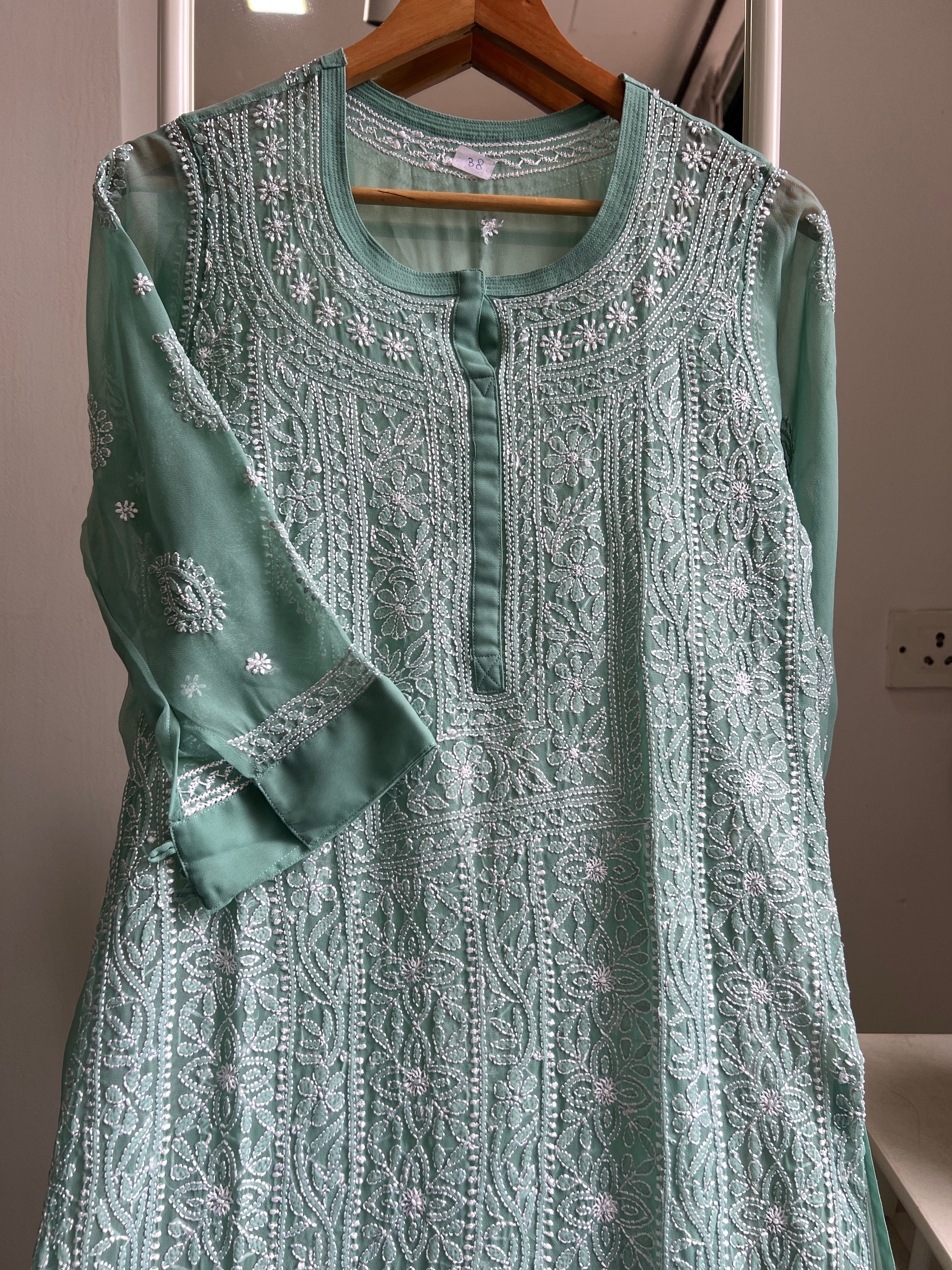 Chikankari Resham Jaal Kurti - Tiffiny ARIAA CHIKANKARI 