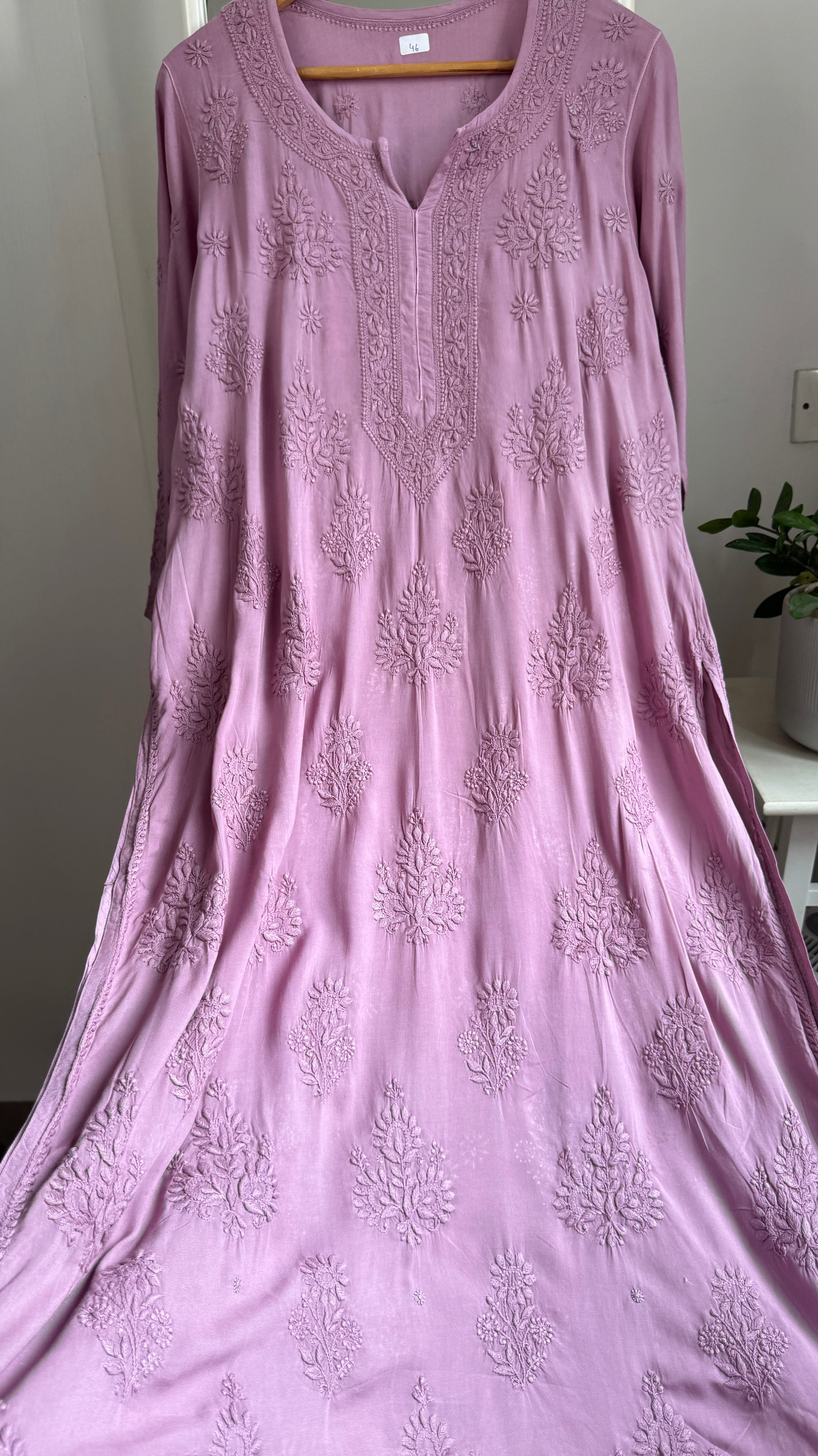 Premium Modal Chikankari Cotton Kurti - Mauve - Noor Collection
