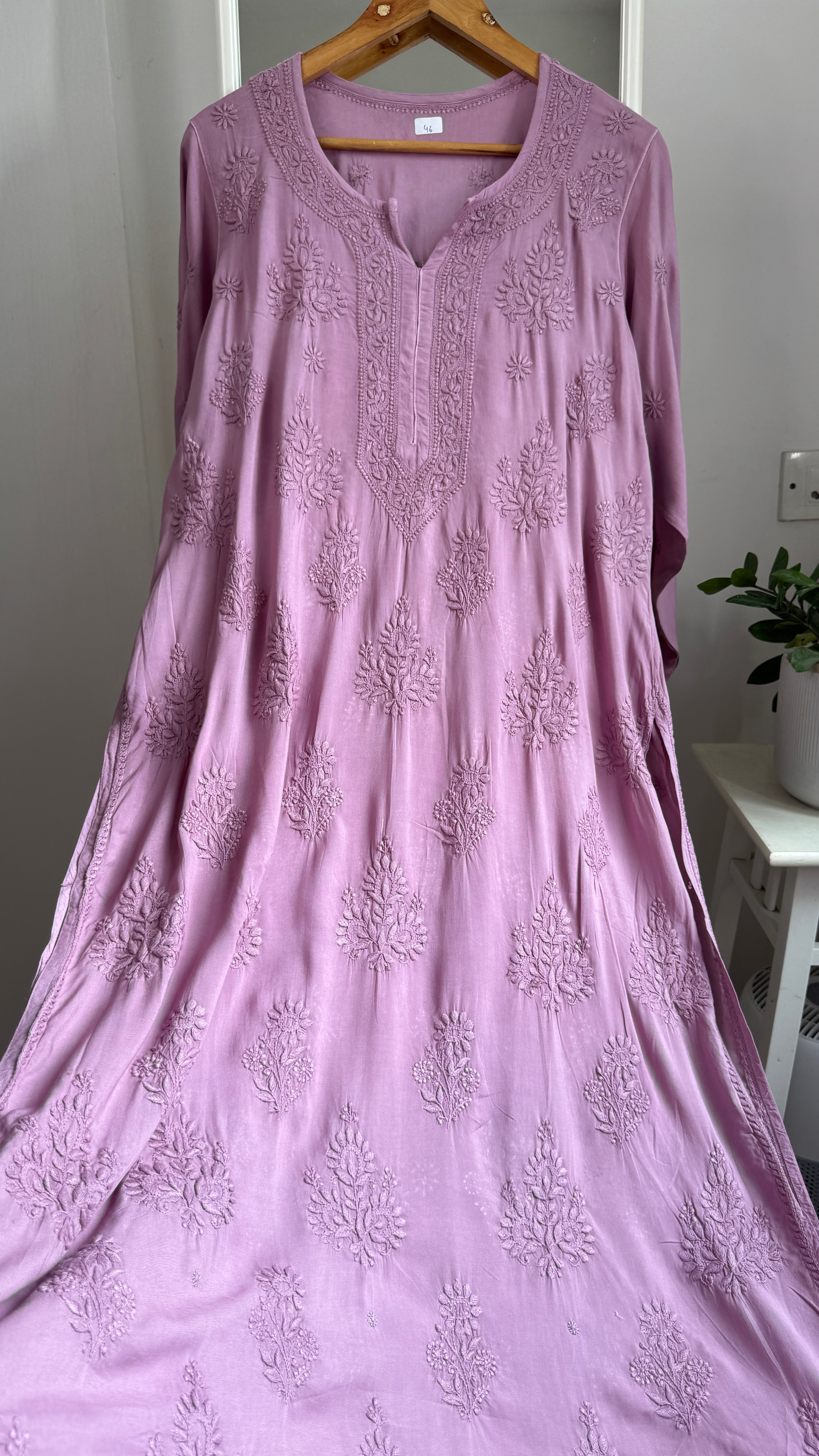 Premium Modal Chikankari Cotton Kurti - Mauve - Noor Collection