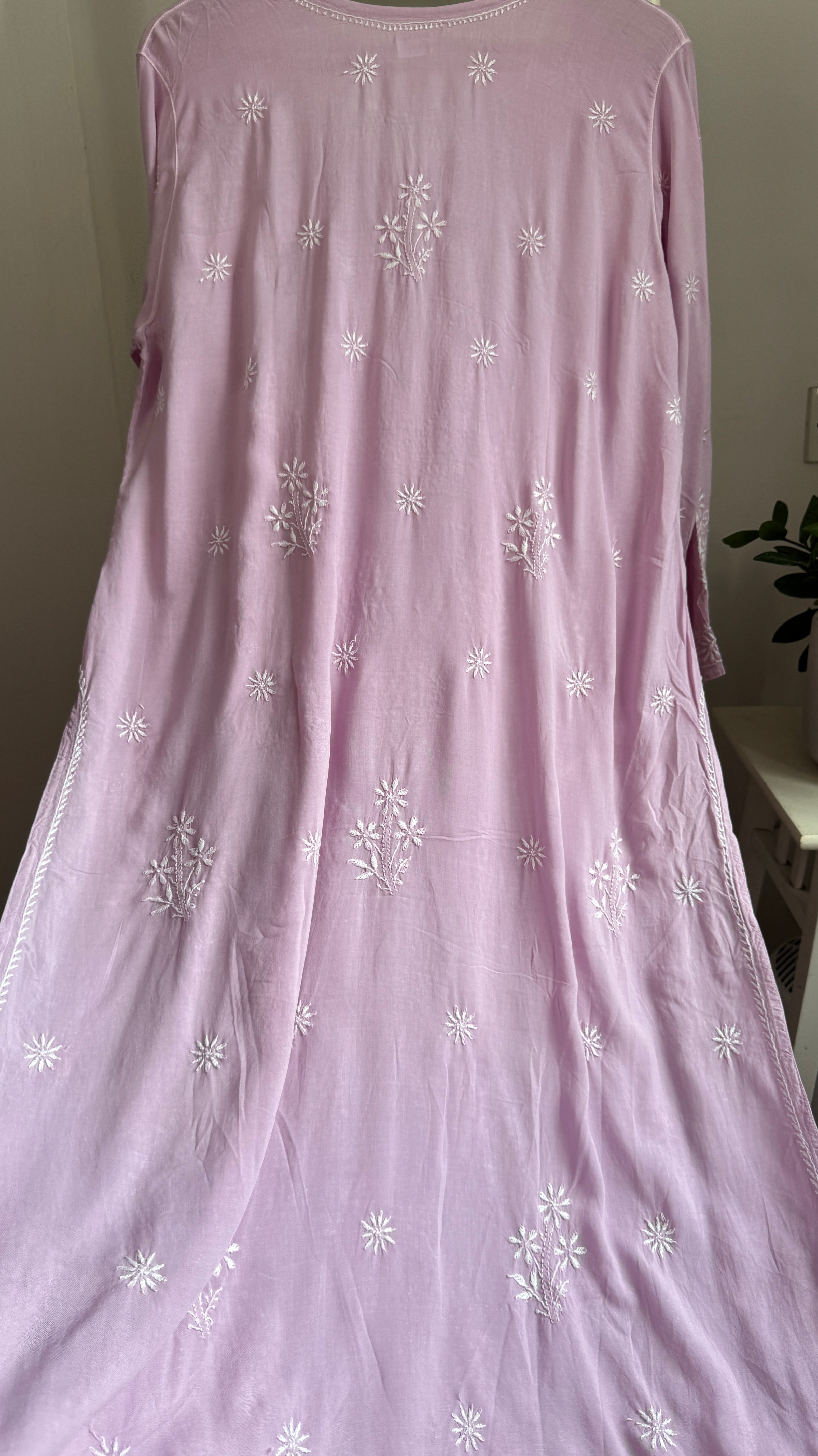 Premium Modal Chikankari Cotton Kurti - Lilac - Noor Collection
