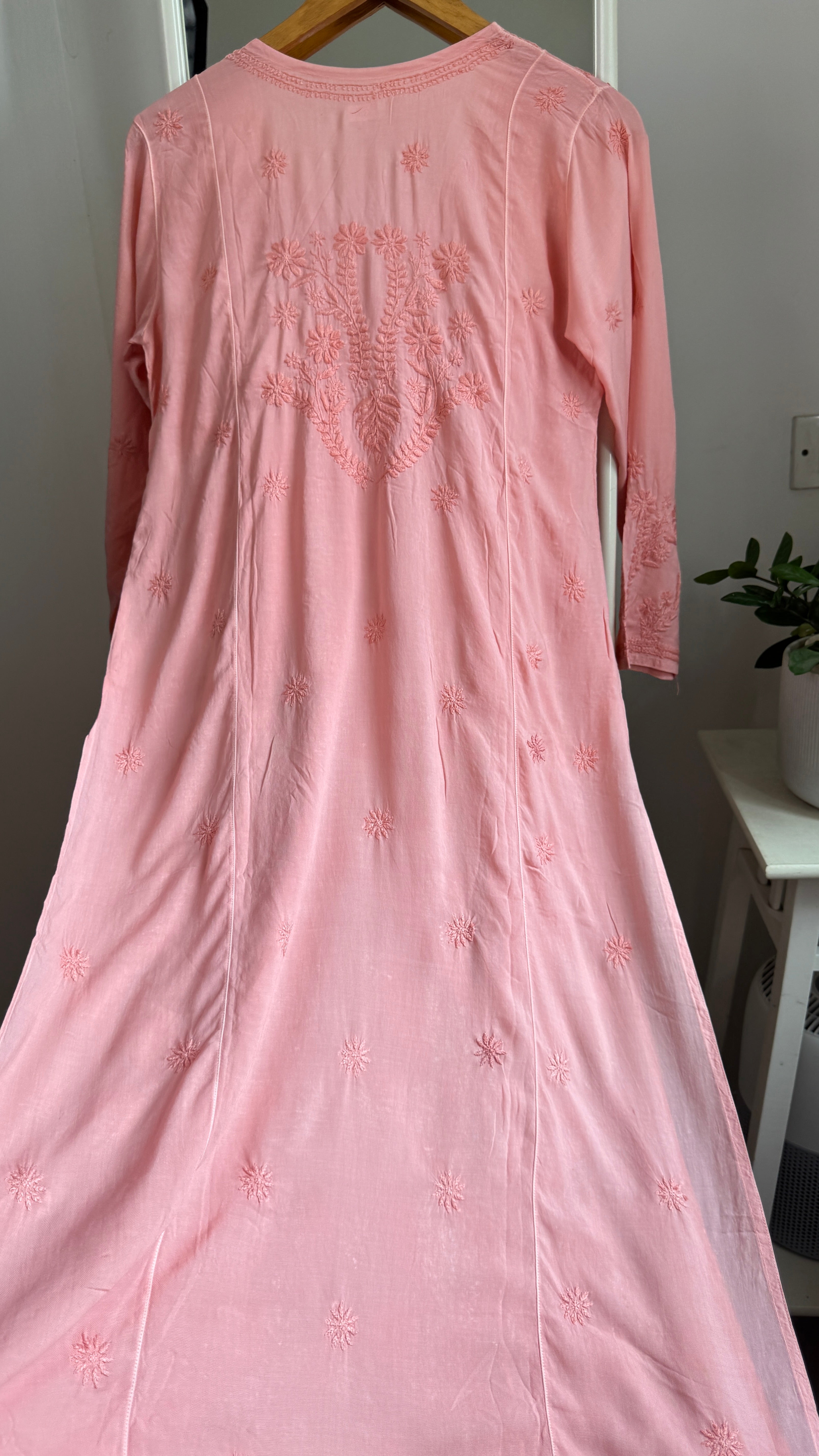 Premium Modal Chikankari Cotton Kurti - Rosewood - Noor Collection