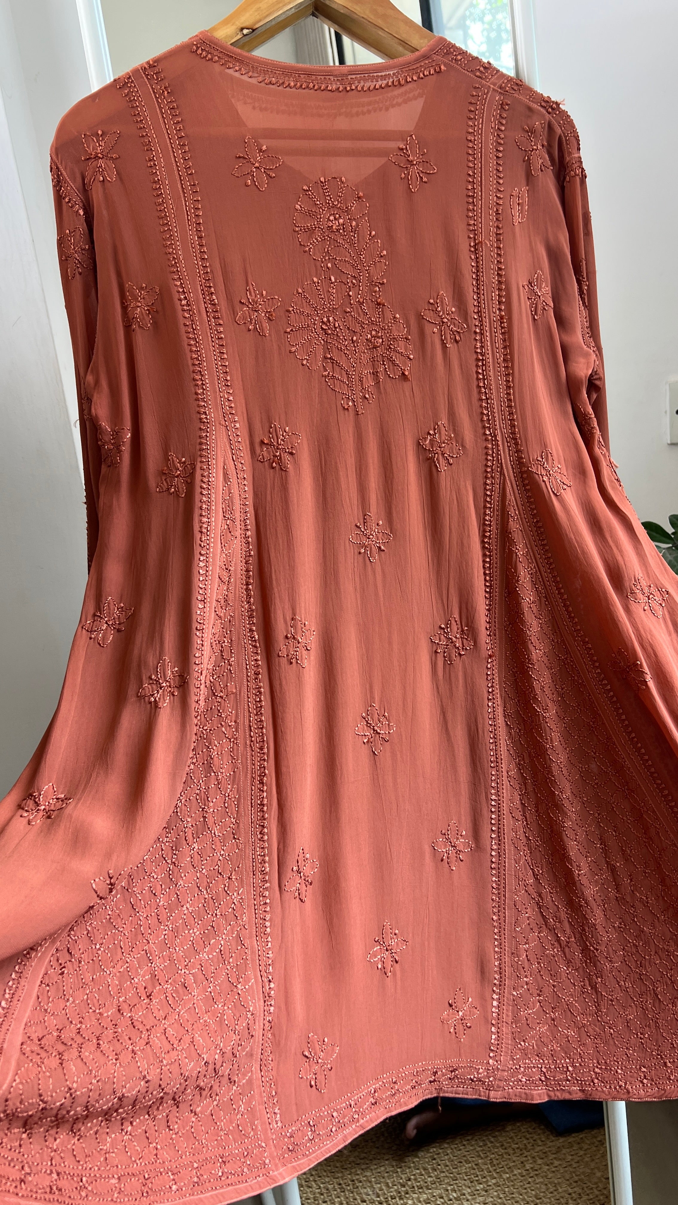Viscose Chikankari Short Anarkali - Brown - Sahar Collection