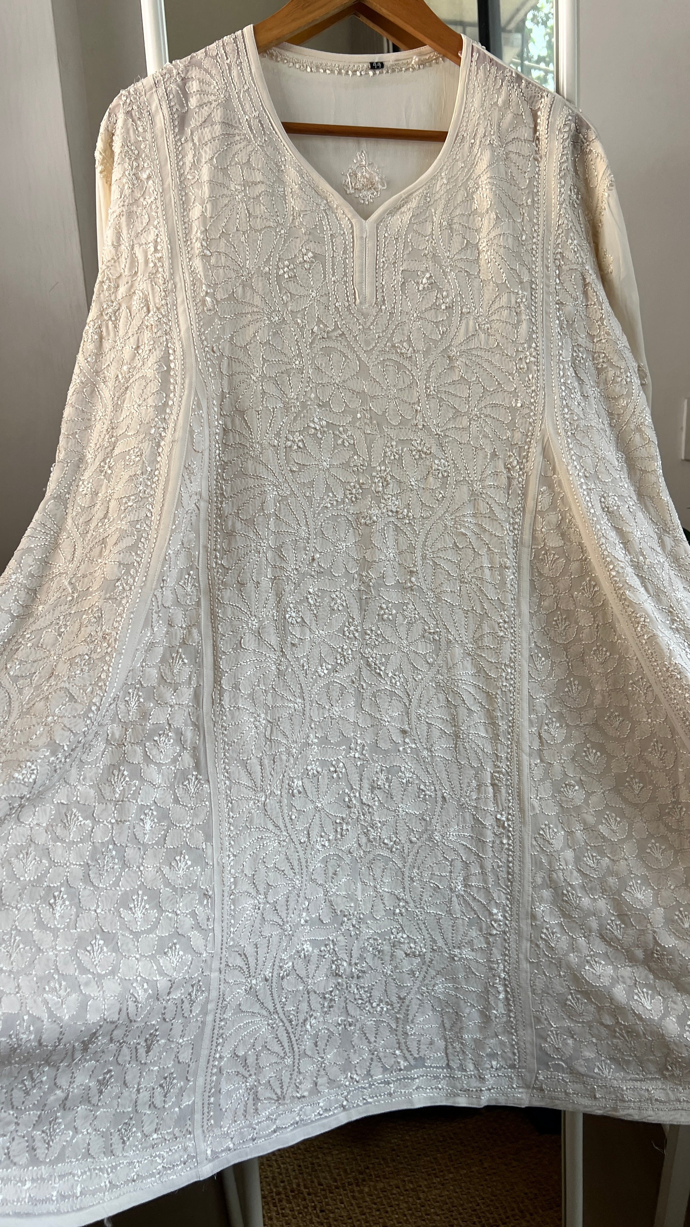Viscose Chikankari Short Anarkali - Ivory - Sahar Collection