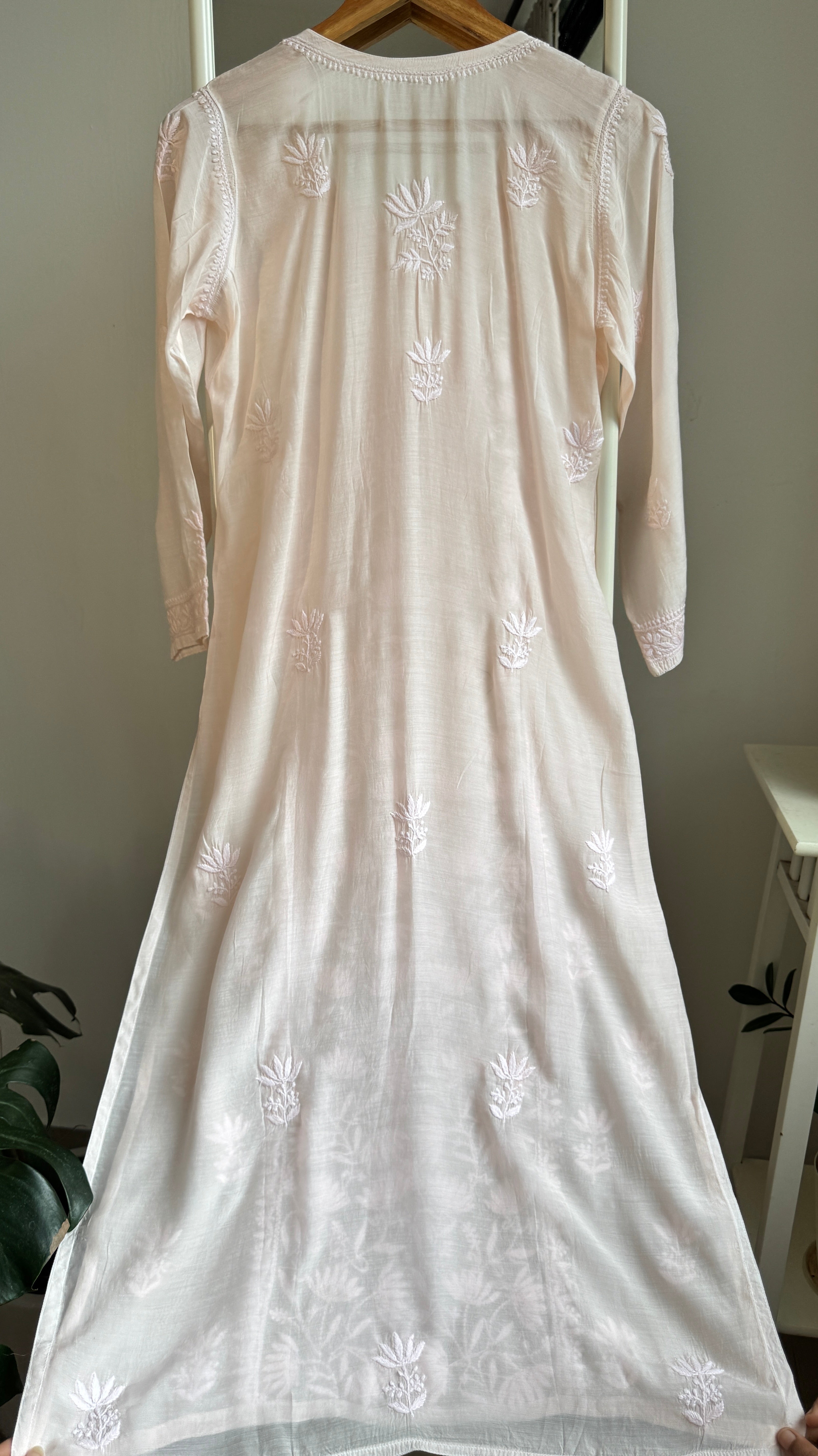 Muslin Chikankari Plazzo Set - Pale pink