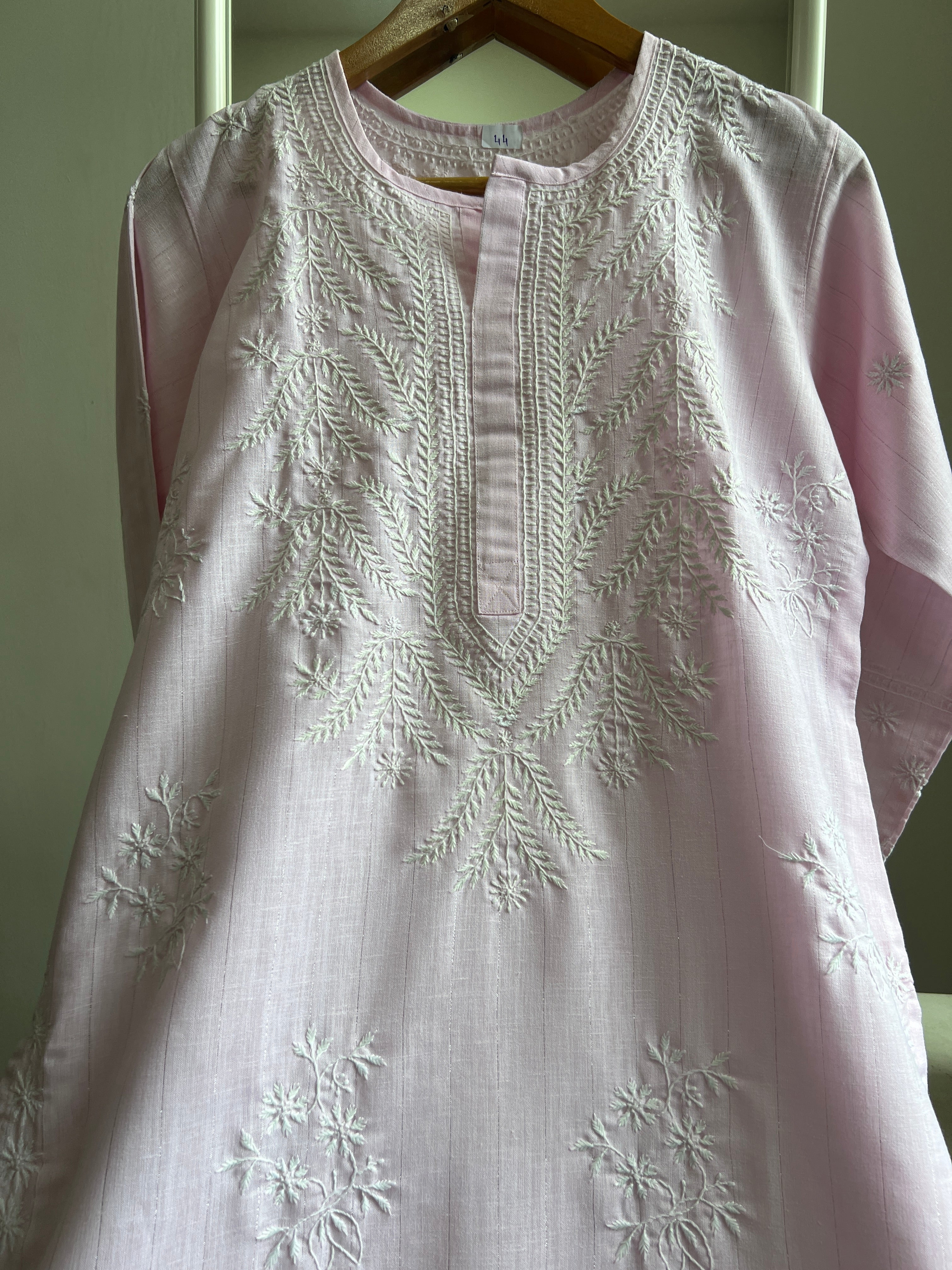 Thick Cotton Chikankari Kurti - Pink ARIAA CHIKANKARI 