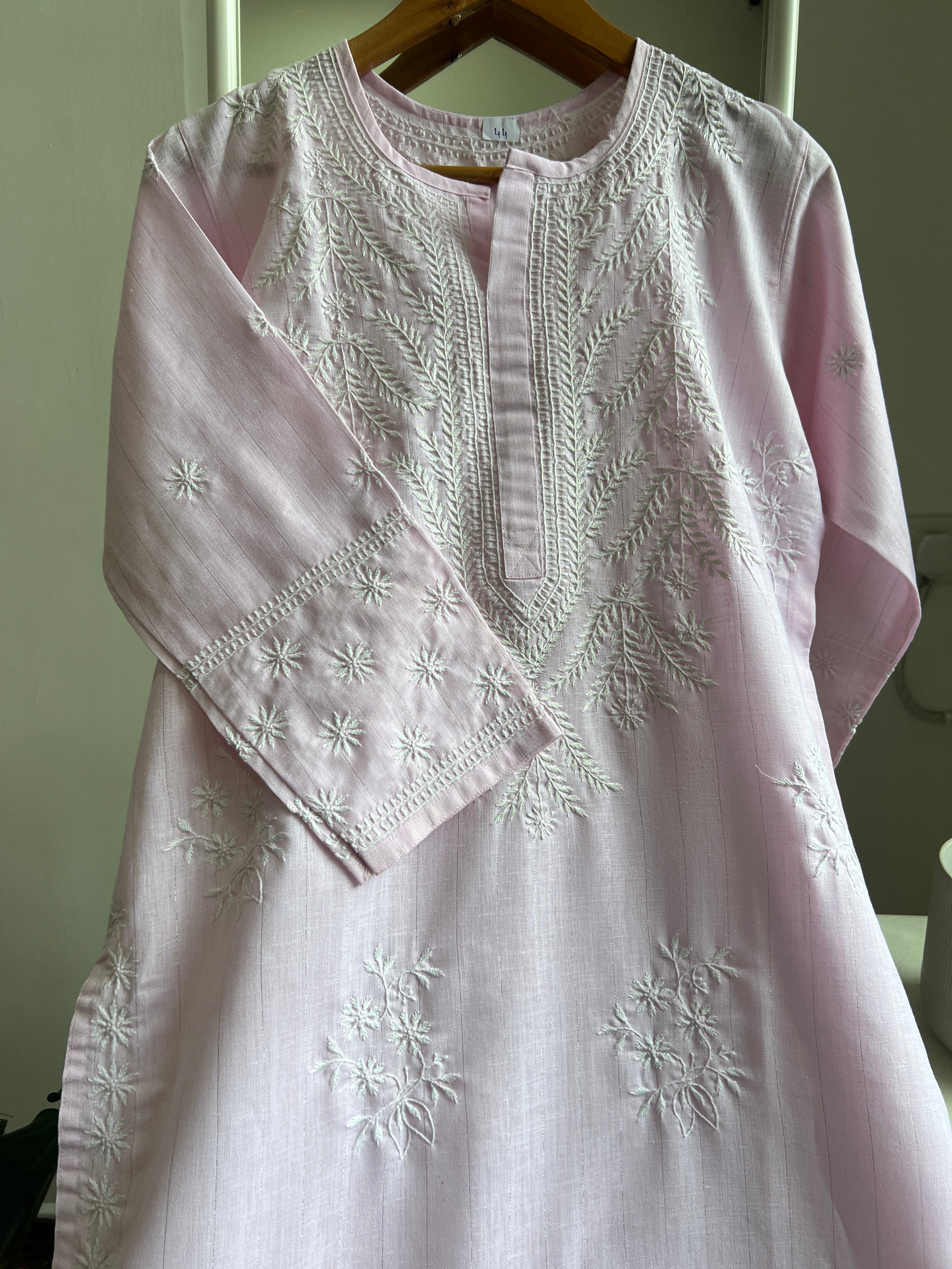 Thick Cotton Chikankari Kurti - Pink ARIAA CHIKANKARI 