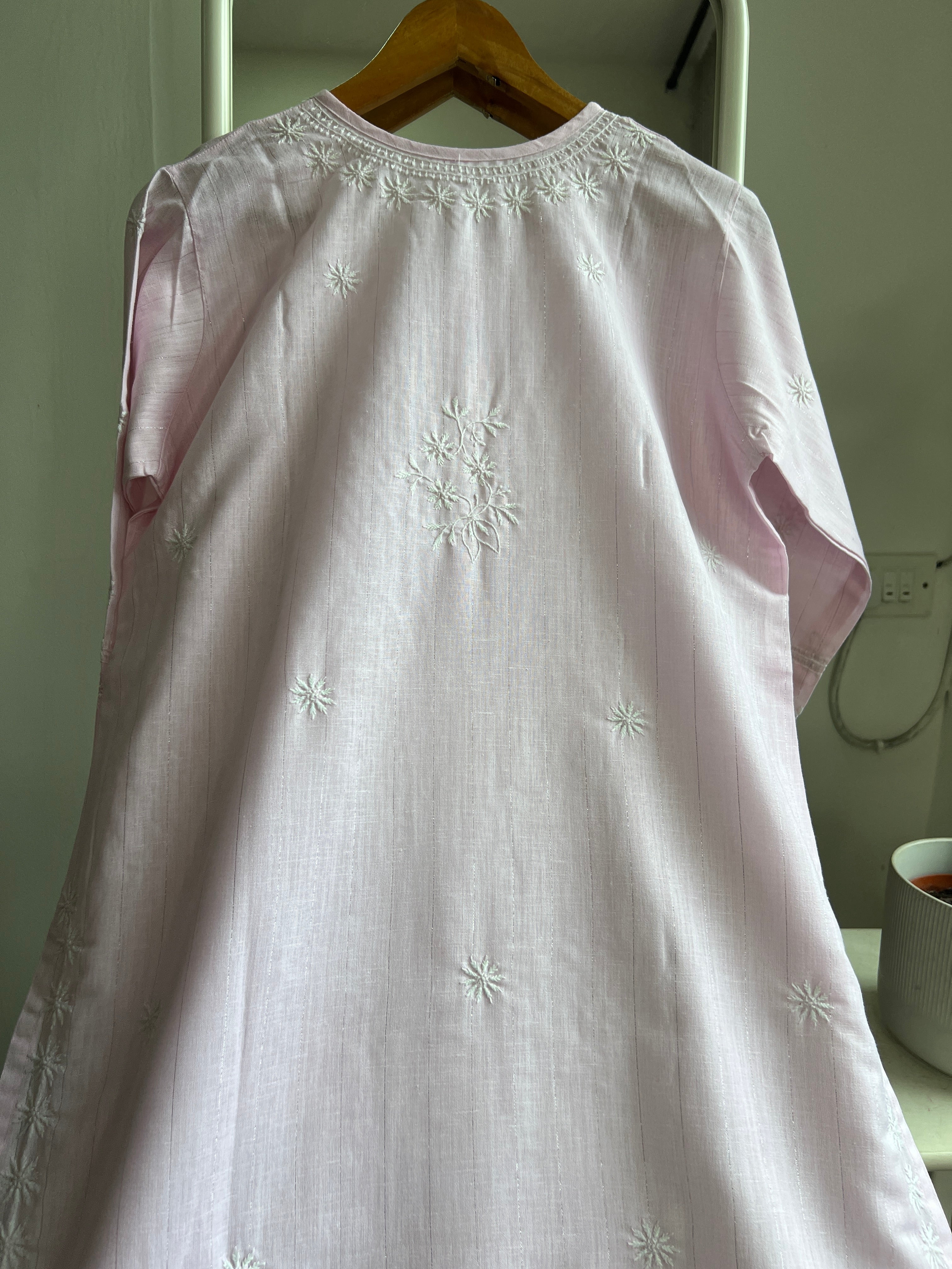 Thick Cotton Chikankari Kurti - Pink ARIAA CHIKANKARI 