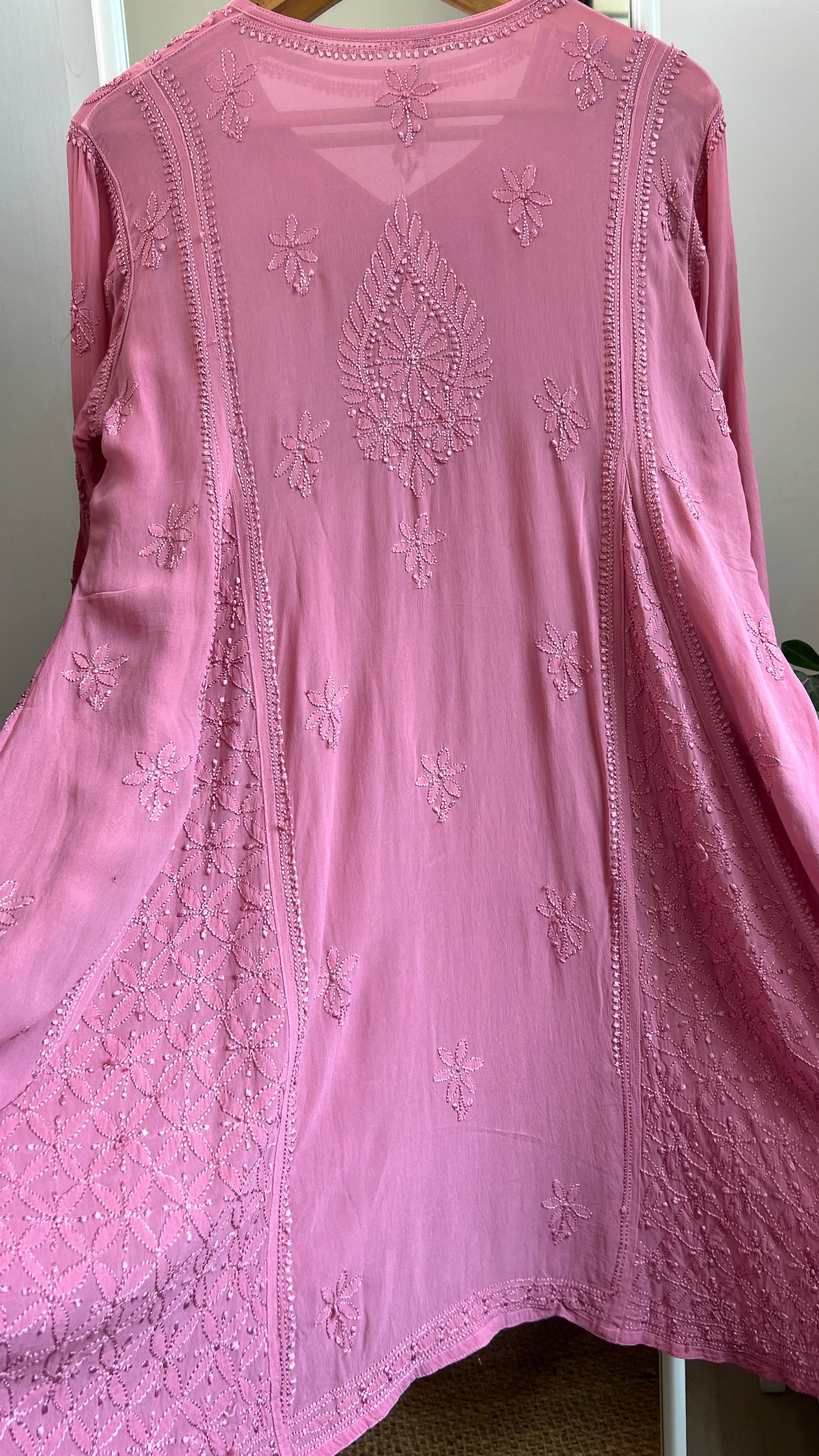 Viscose Chikankari Short Anarkali - Rosewood - Sahar Collection