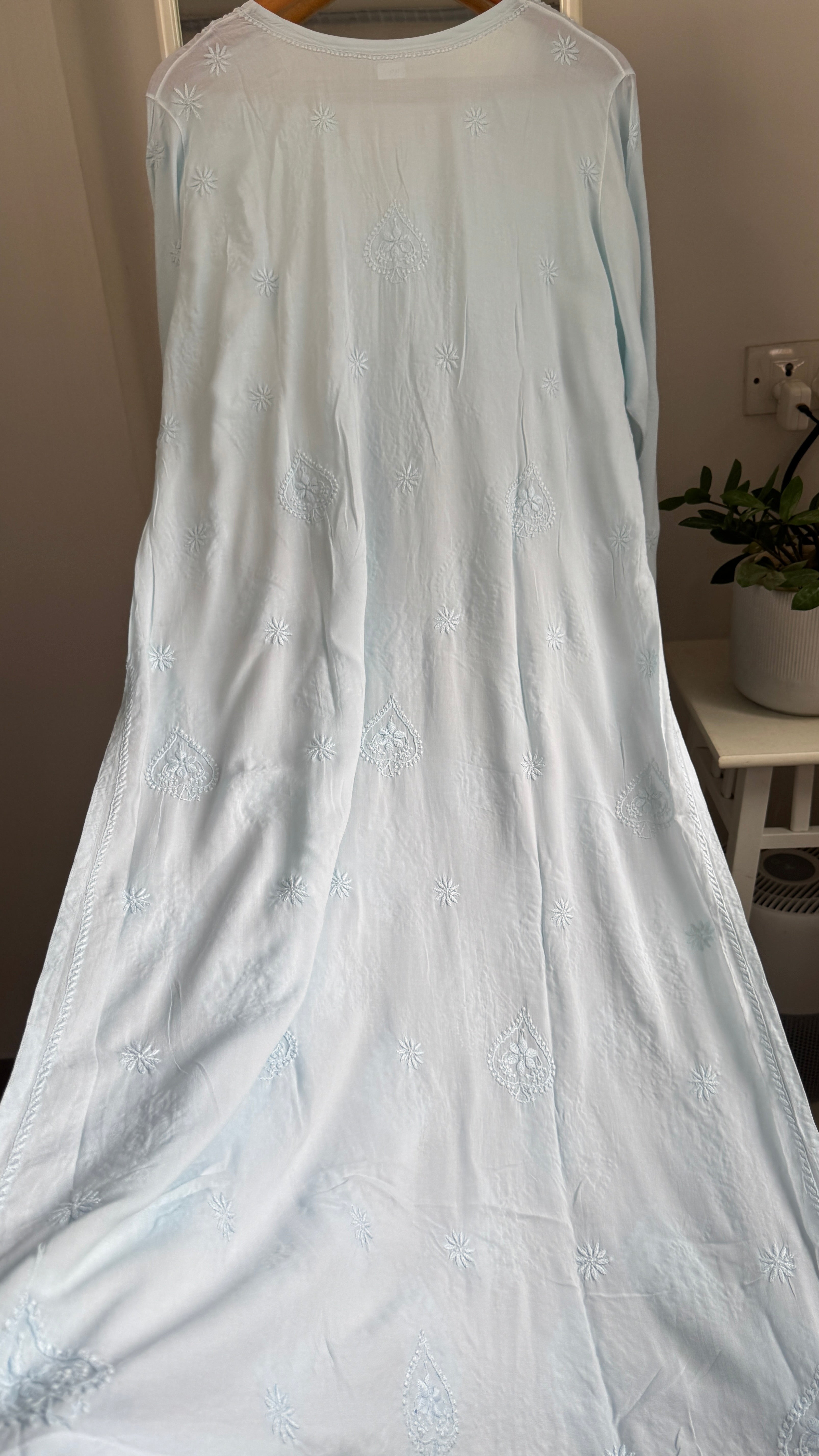 Premium Modal Chikankari Cotton Kurti - Blue - Noor Collection