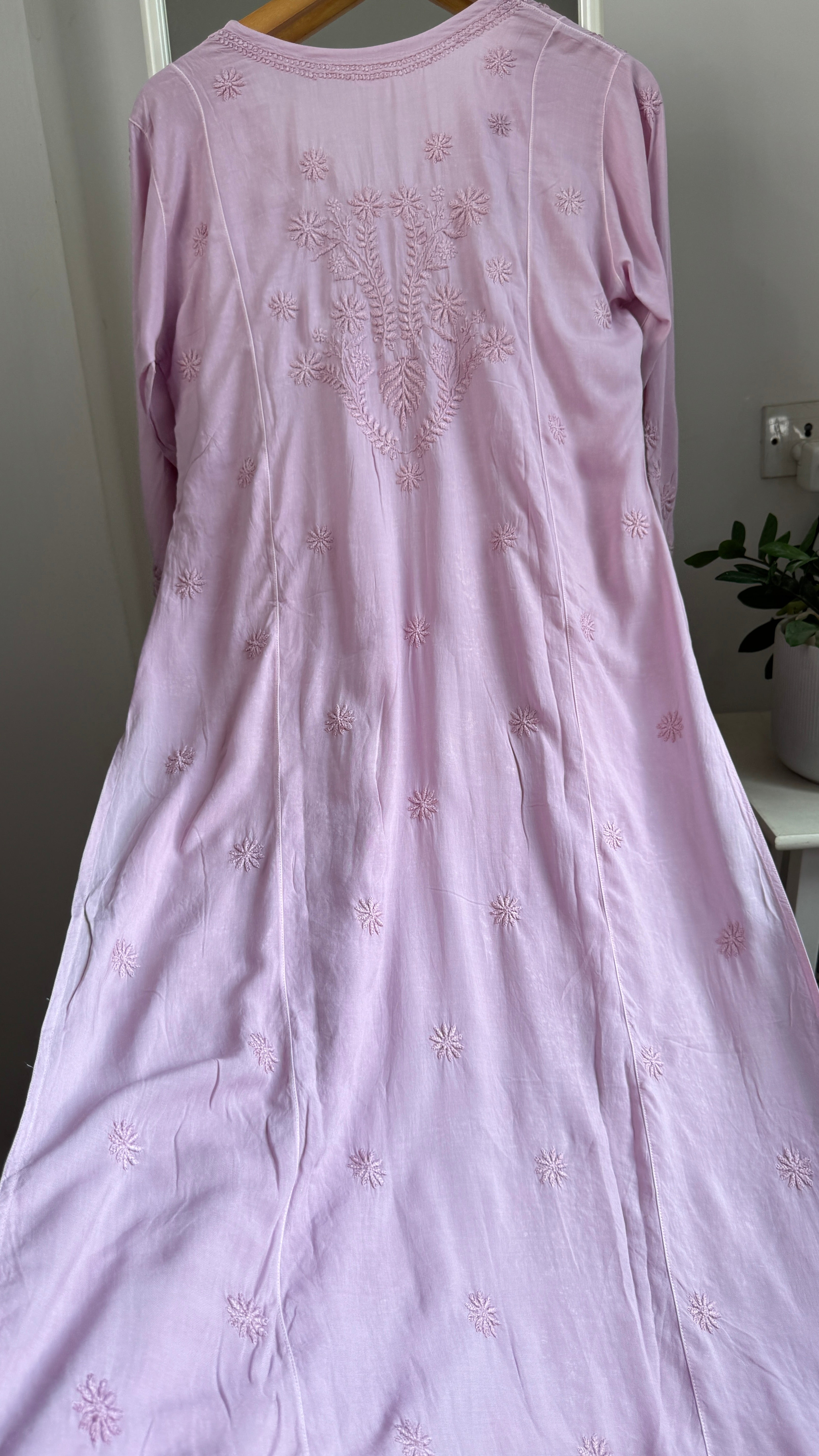 Premium Modal Chikankari Cotton Kurti -Mauve - Noor Collection