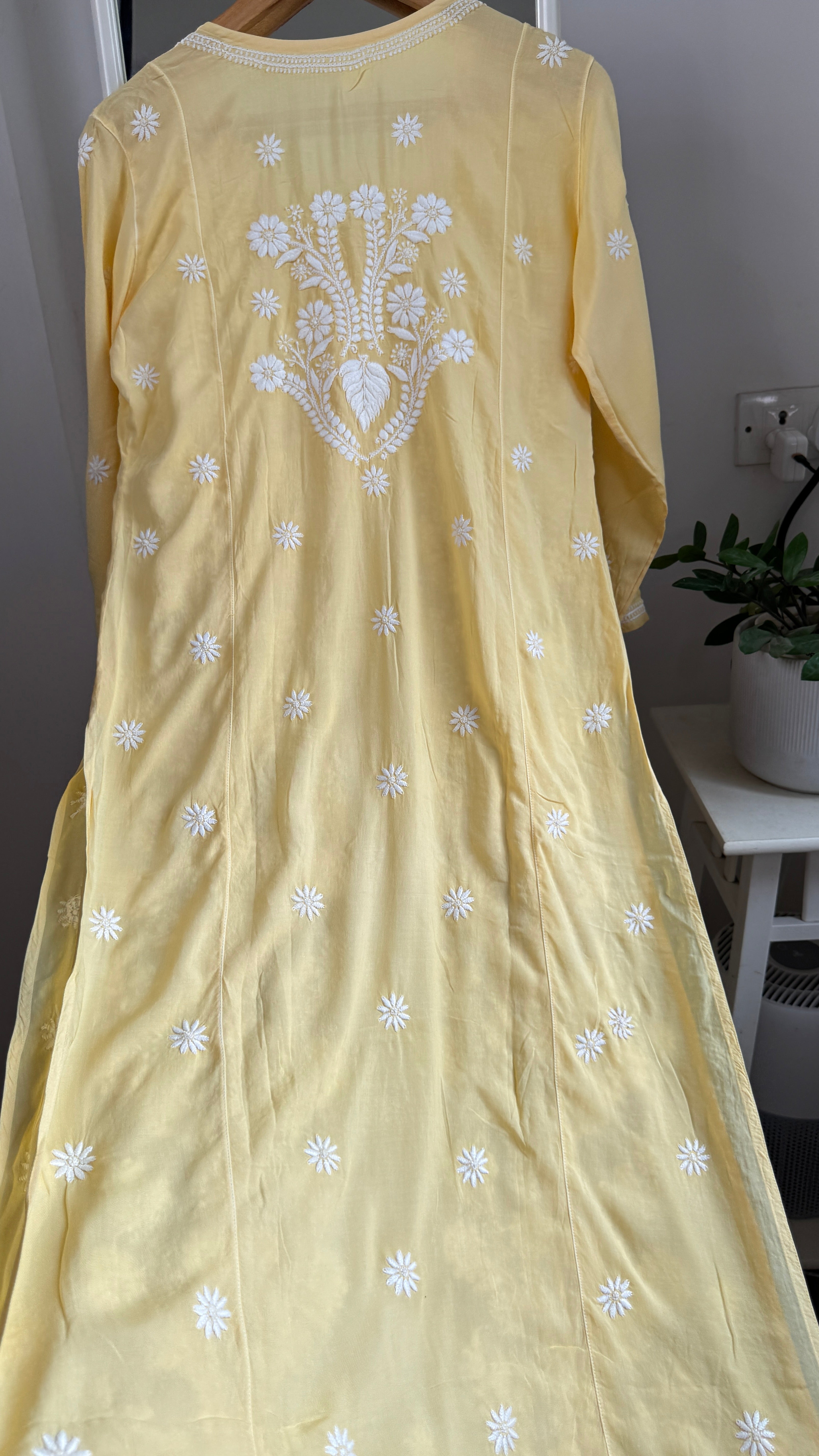 Premium Modal Chikankari Cotton Kurti - Yellow - Noor Collection