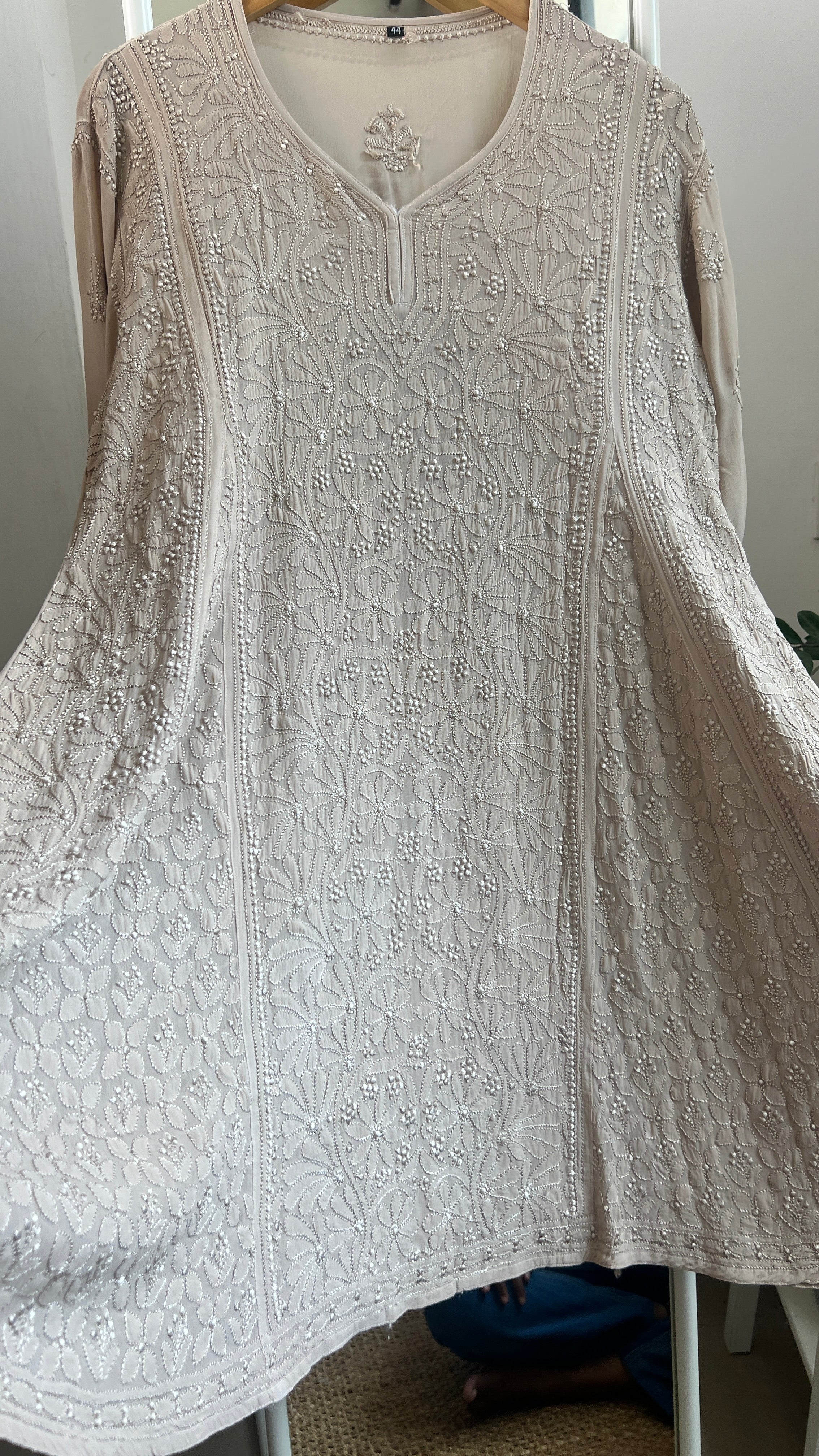 Viscose Chikankari Short Anarkali - Coffee Beige  - Sahar Collection
