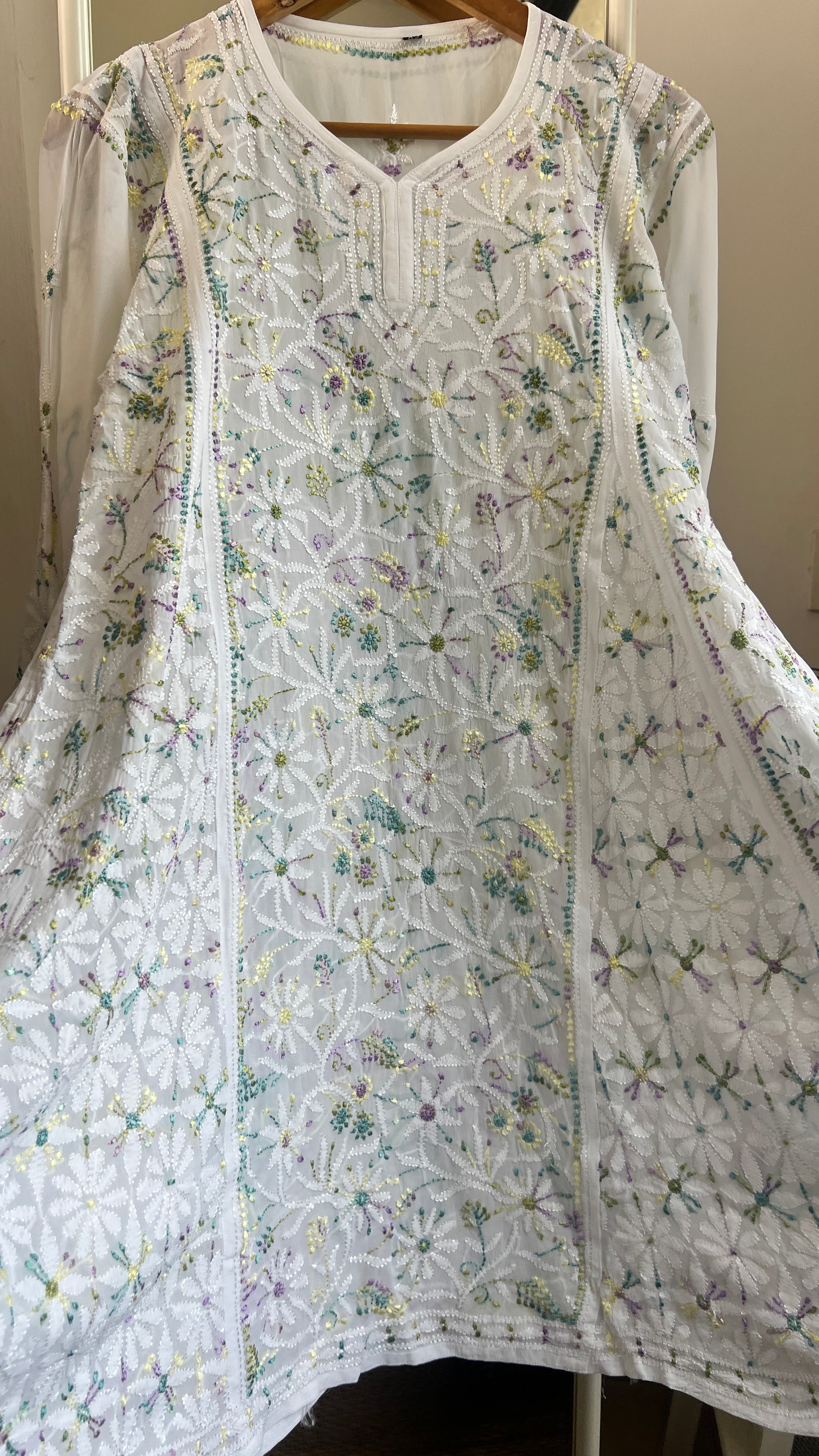 Viscose Chikankari Short Anarkali - Multi Colour - Sahar Collection