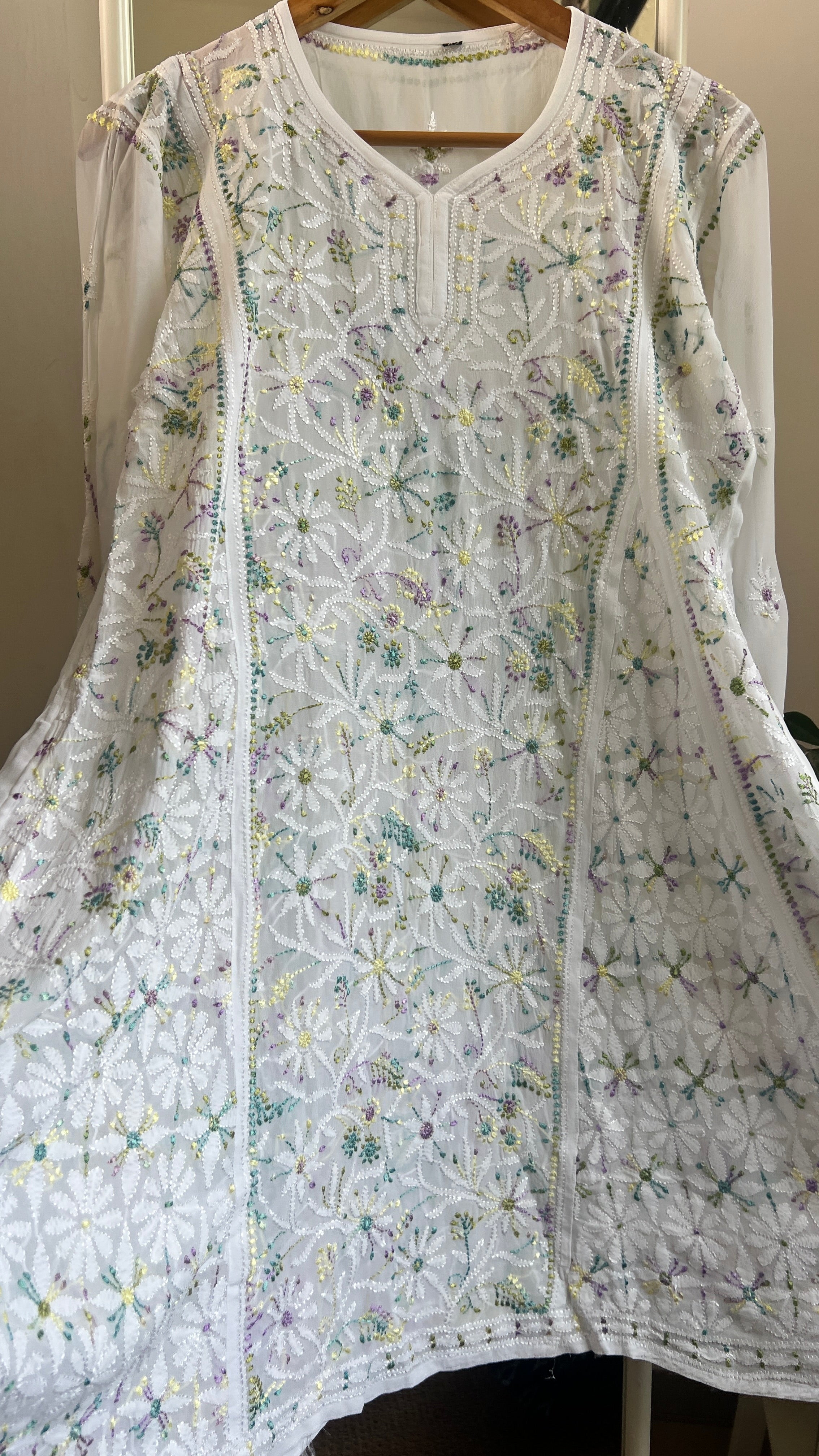 Viscose Chikankari Short Anarkali - Multi Colour - Sahar Collection