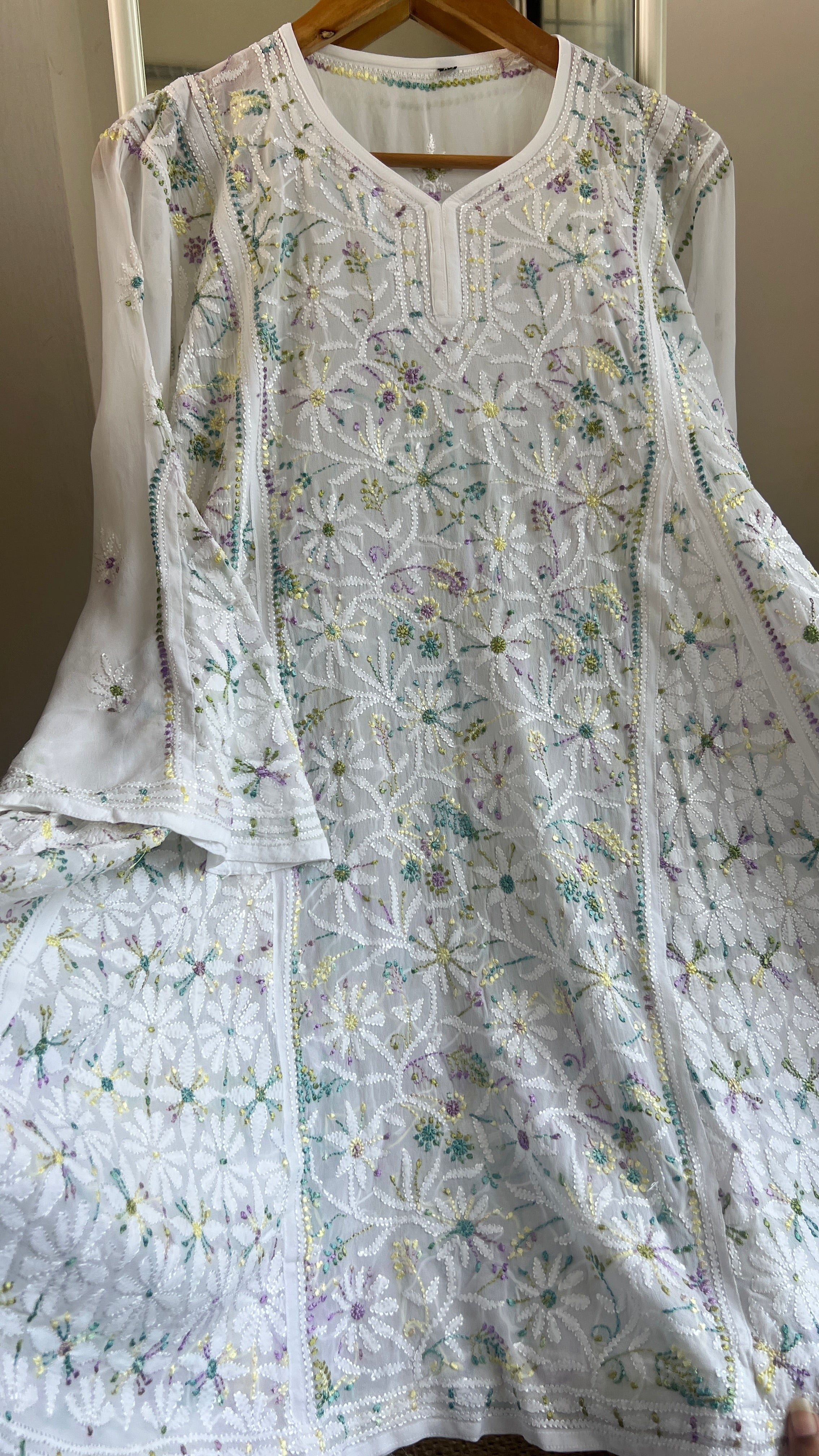 Viscose Chikankari Short Anarkali - Multi Colour - Sahar Collection