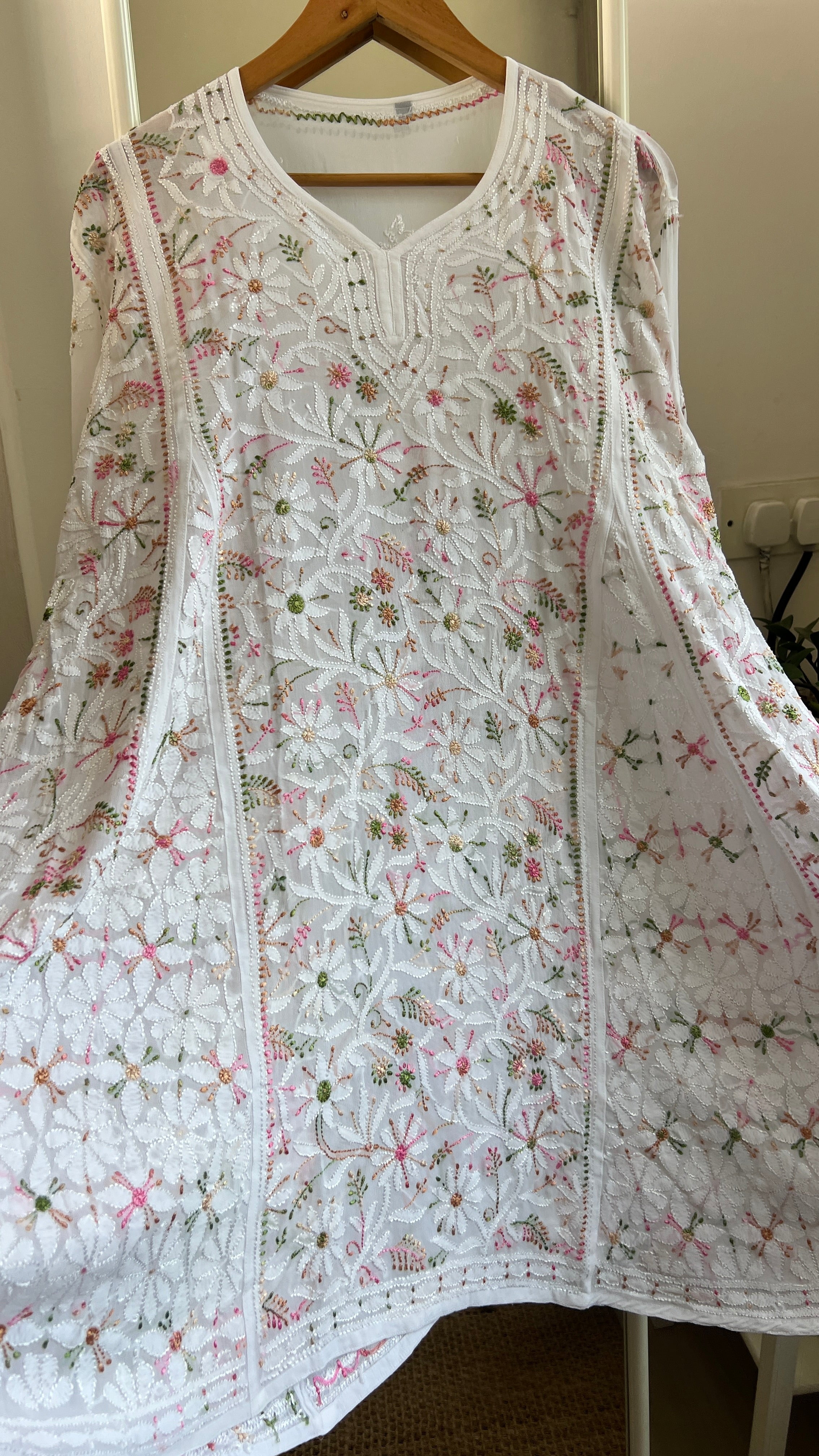 Viscose Chikankari Short Anarkali - Multi Colour - Sahar Collection