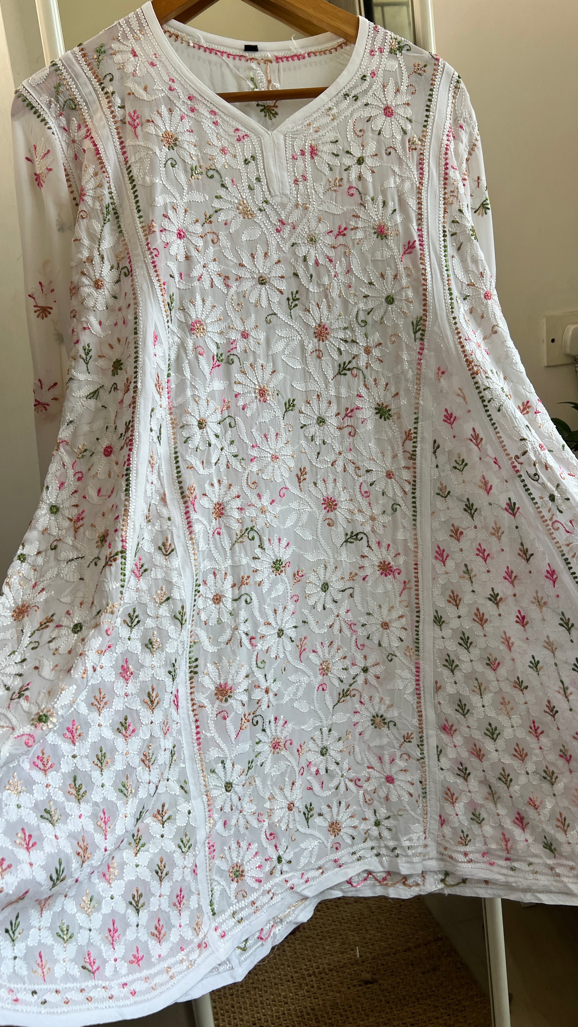 Viscose Chikankari Short Anarkali - Multi Colour - Sahar Collection