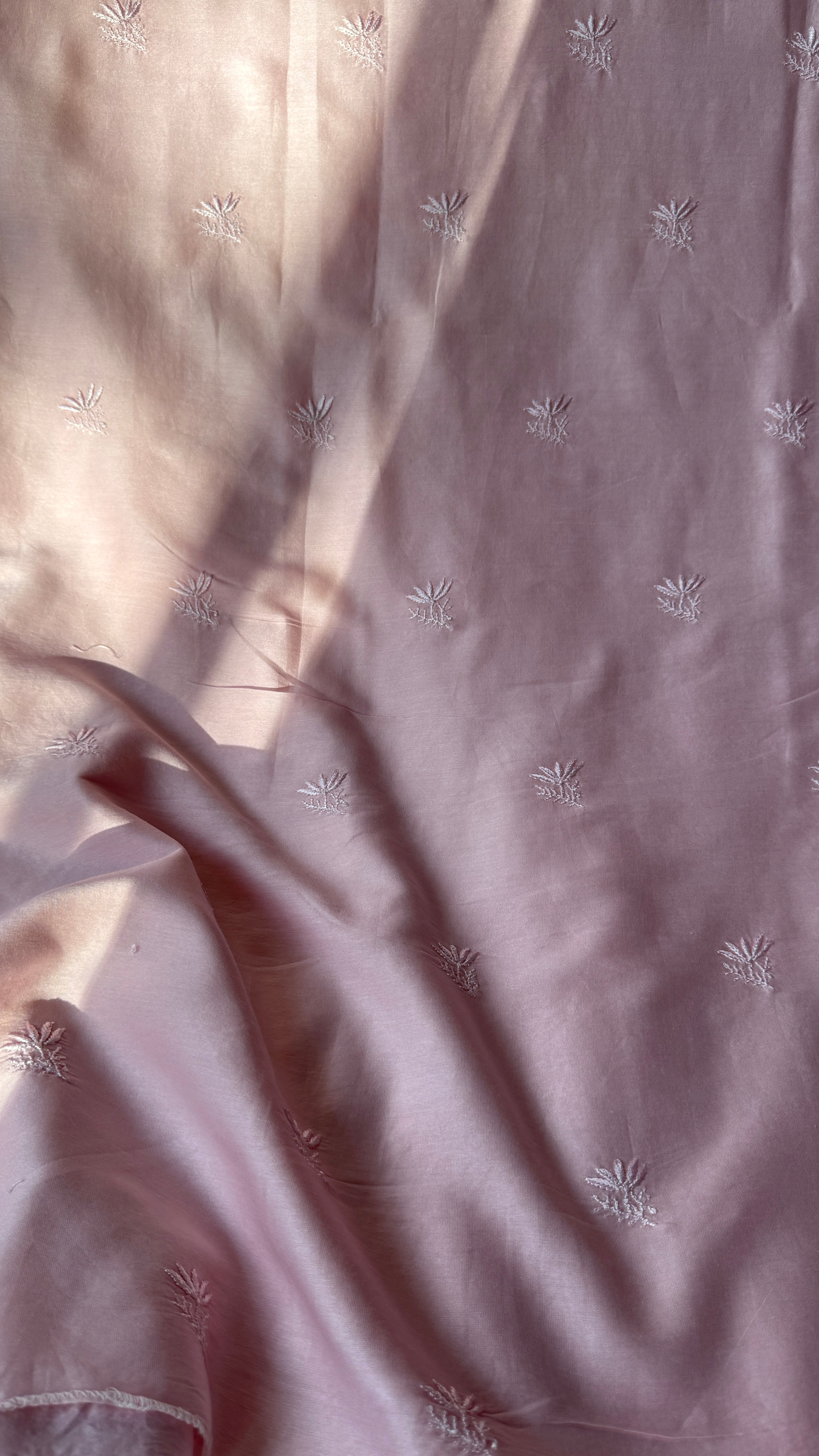 Chanderi Chikankari Kurta Length - Mens- Pale pink