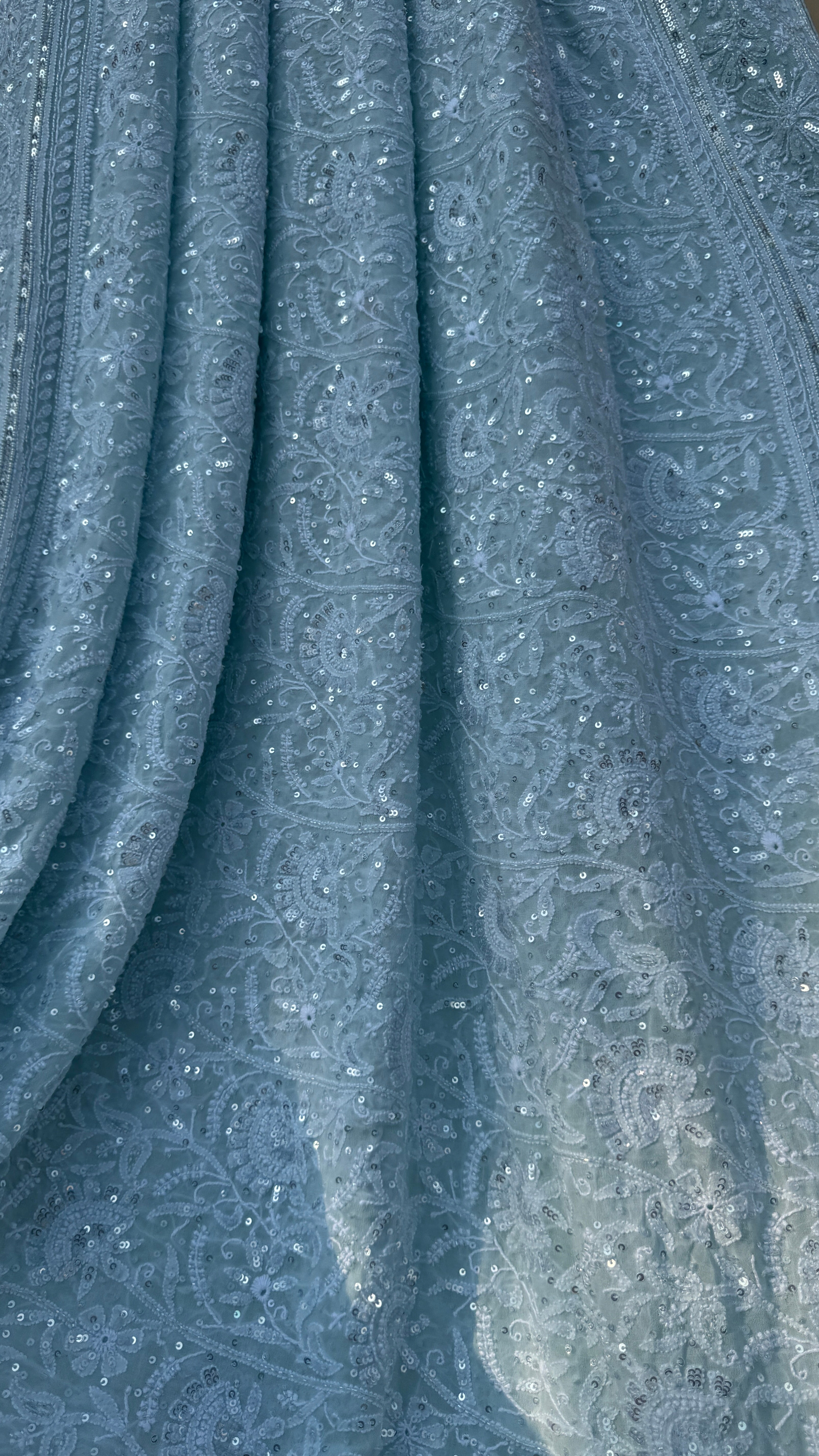 Pure Georgette Chikankari Saree