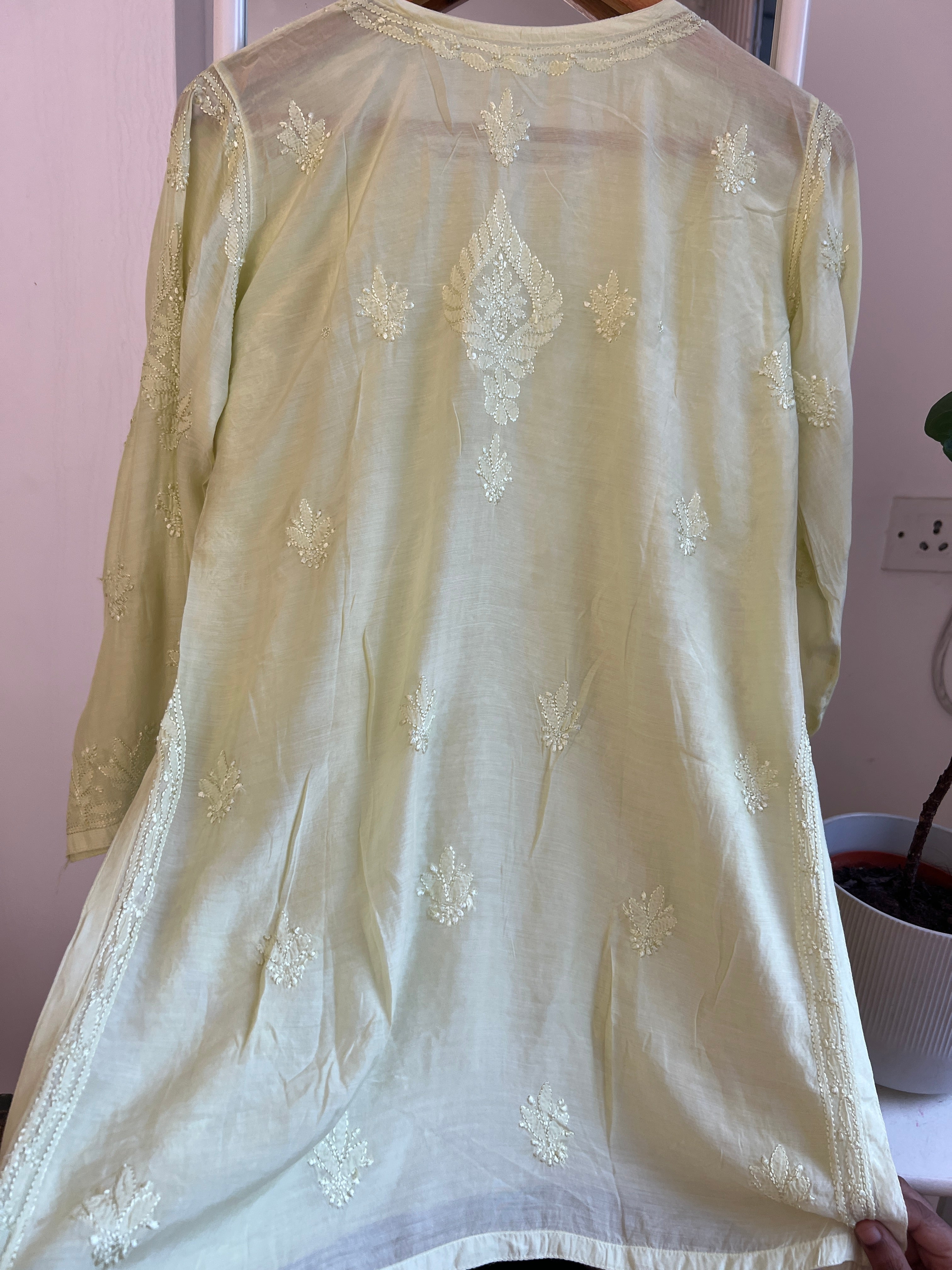 Chikankari Muslin short Top in Apple Green ARIAA CHIKANKARI 