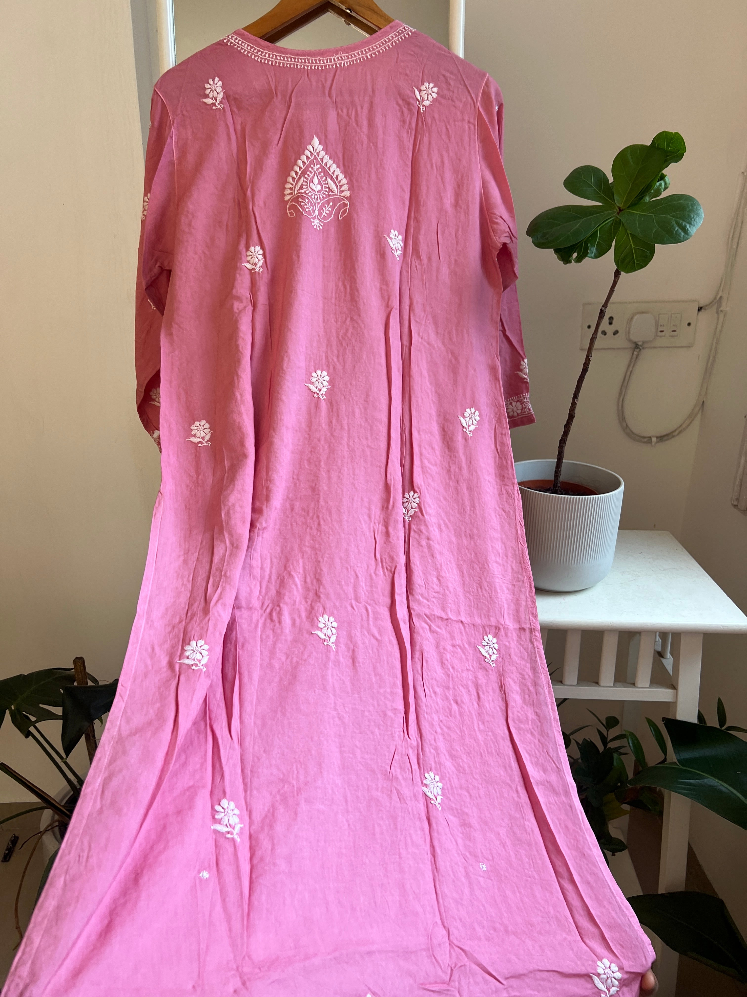 Premium Modal Chikankari Cotton Kurti - Rosewood pink - Noor Collection ARIAA CHIKANKARI 