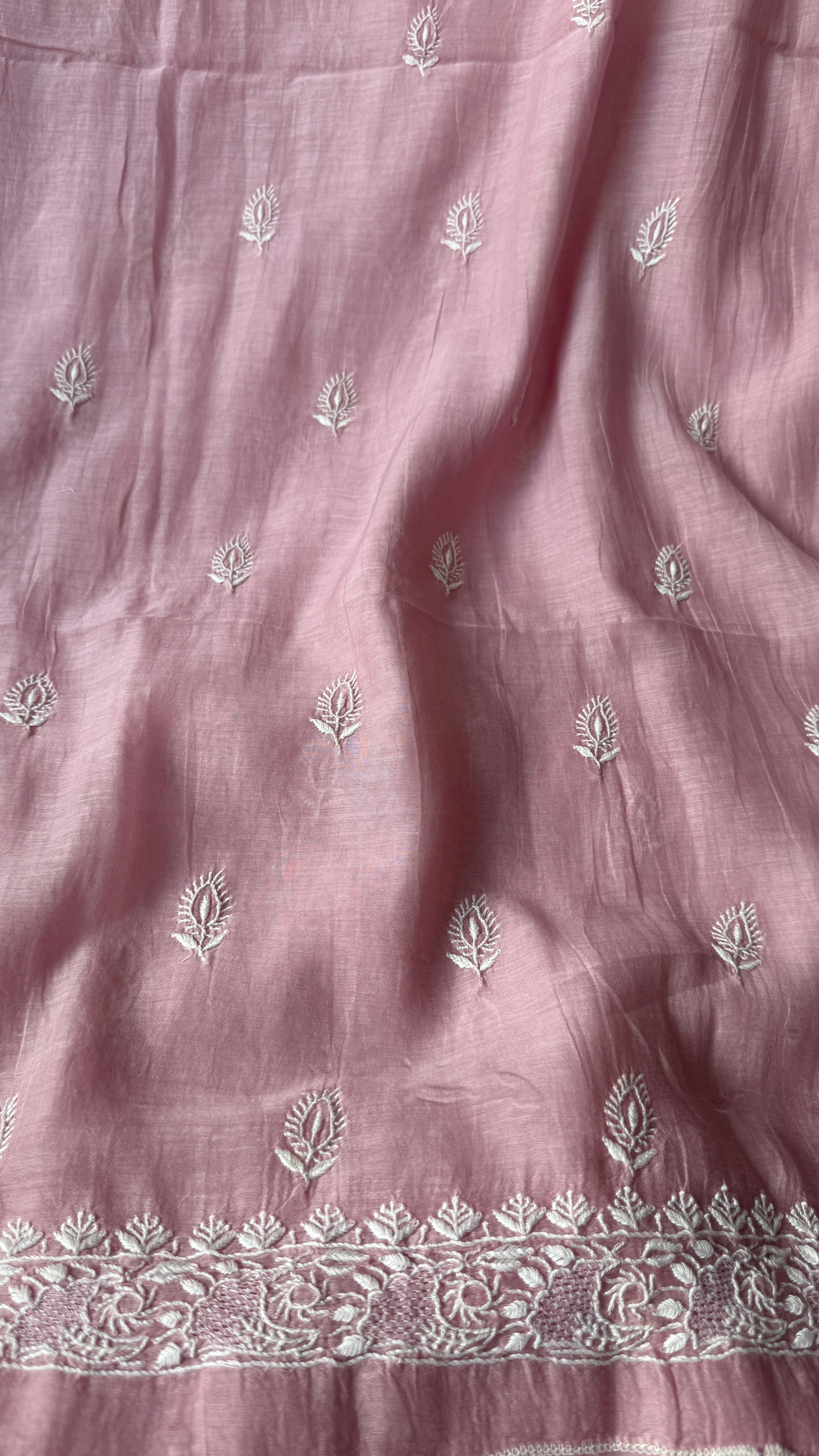 Chanderi Chikankari Kurta Length - Mens- Mauve