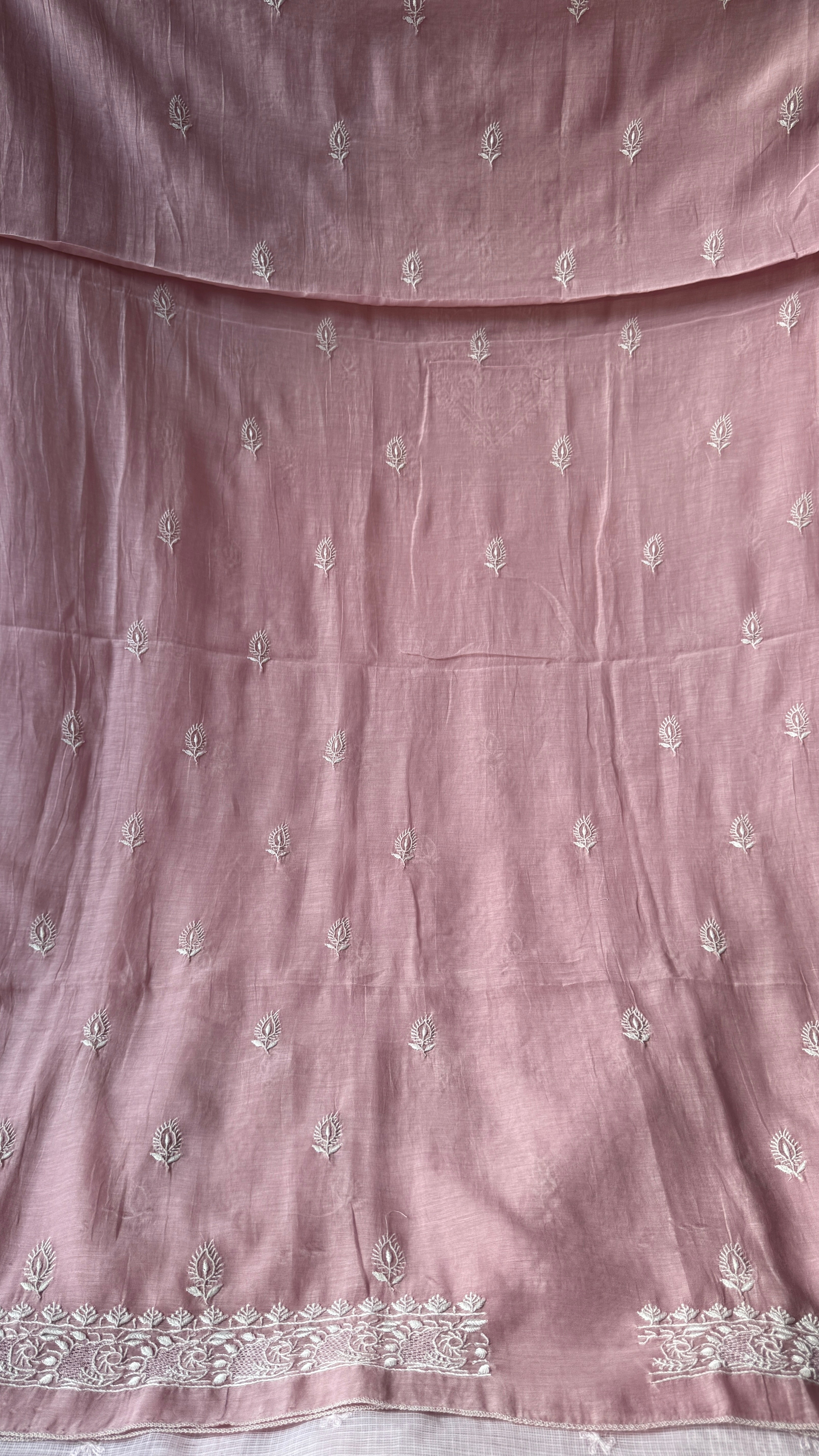 Chanderi Chikankari Kurta Length - Mens- Mauve