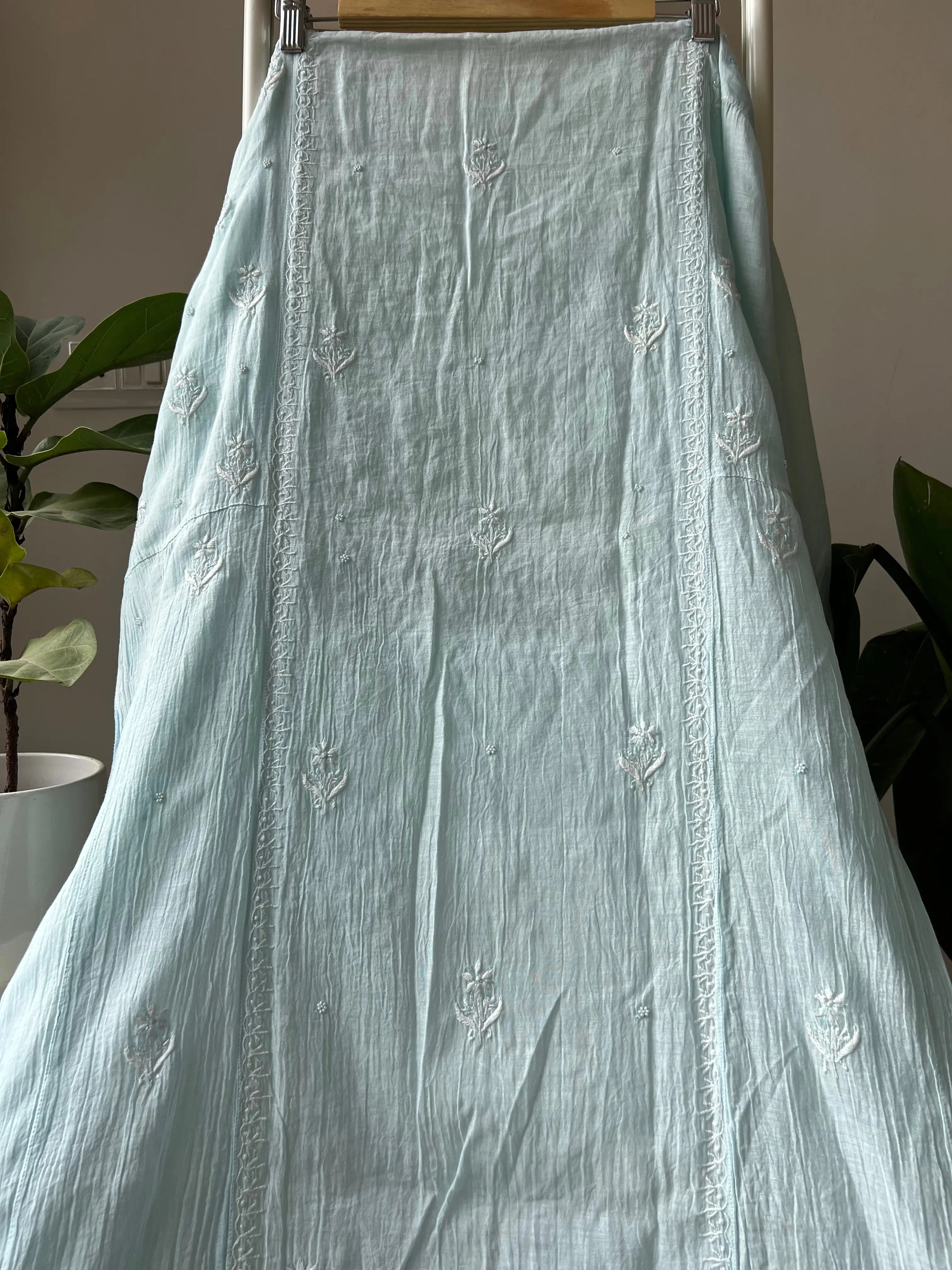 Mul Chanderi Chikankari Anarkali - Baby Blue ARIAA CHIKANKARI 