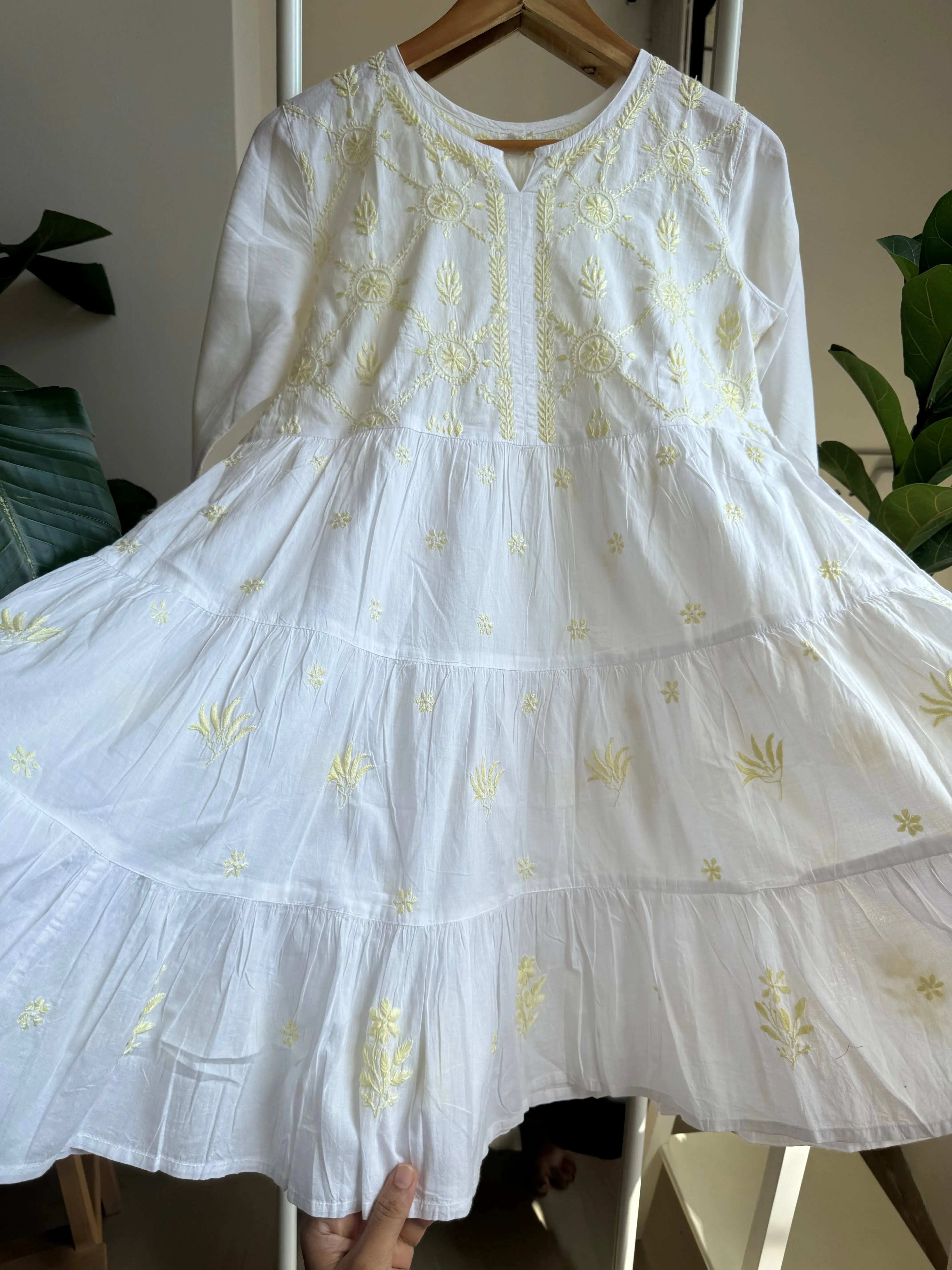 Chikankari Short white Dress - Mul Cotton ARIAA CHIKANKARI 