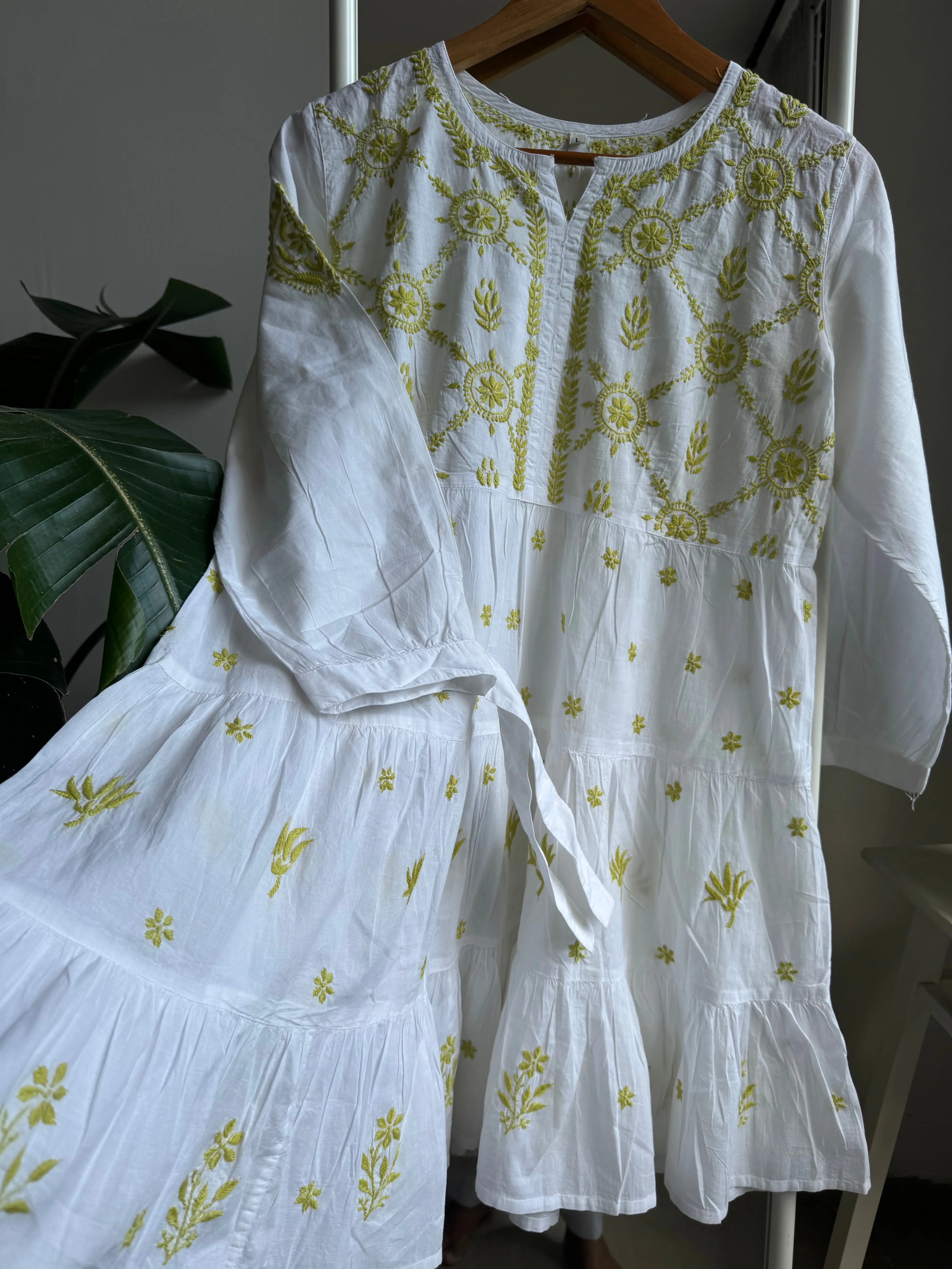 Chikankari Short white Dress - Mul Cotton ARIAA CHIKANKARI 