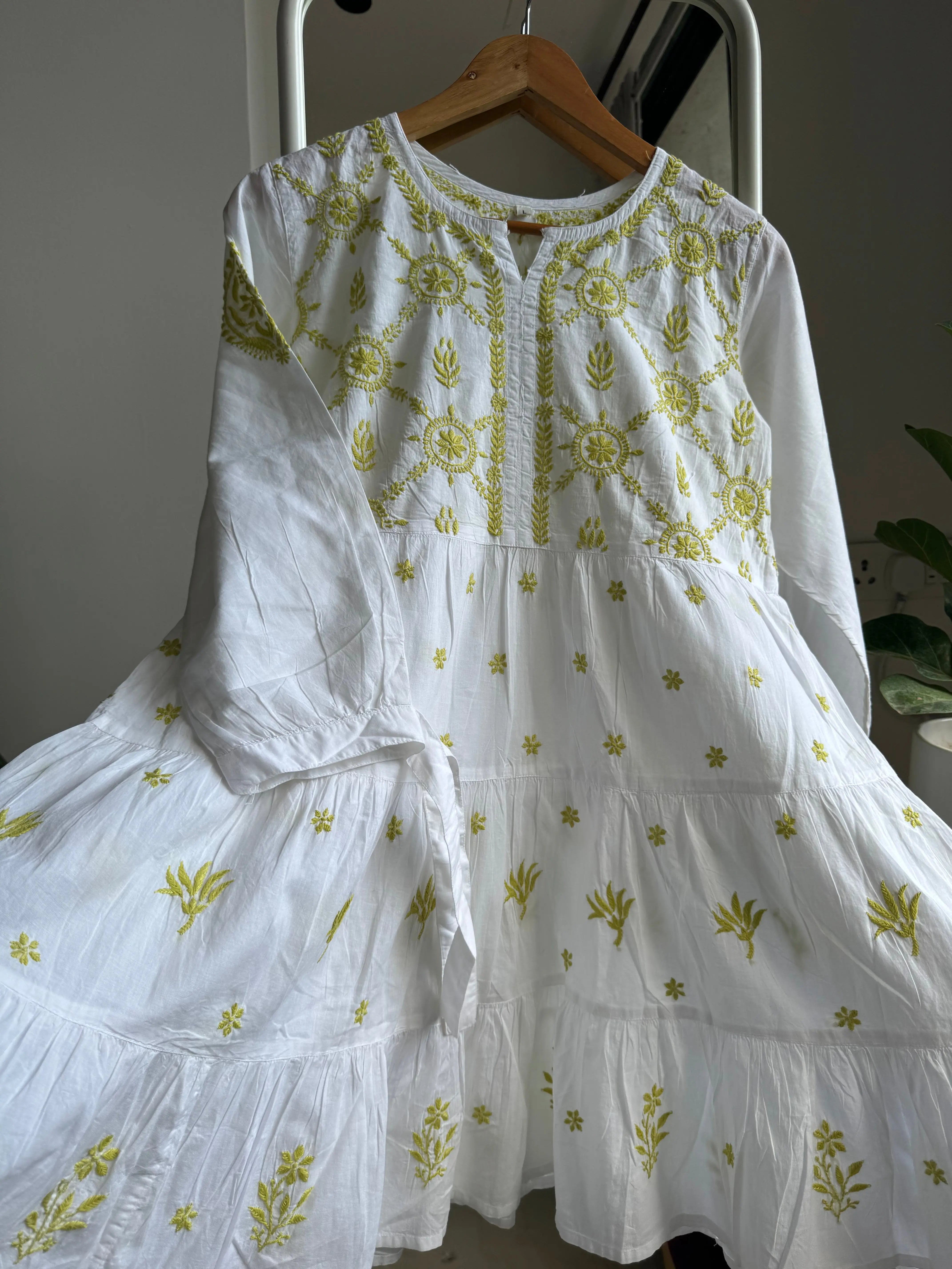 Chikankari Short white Dress - Mul Cotton ARIAA CHIKANKARI 