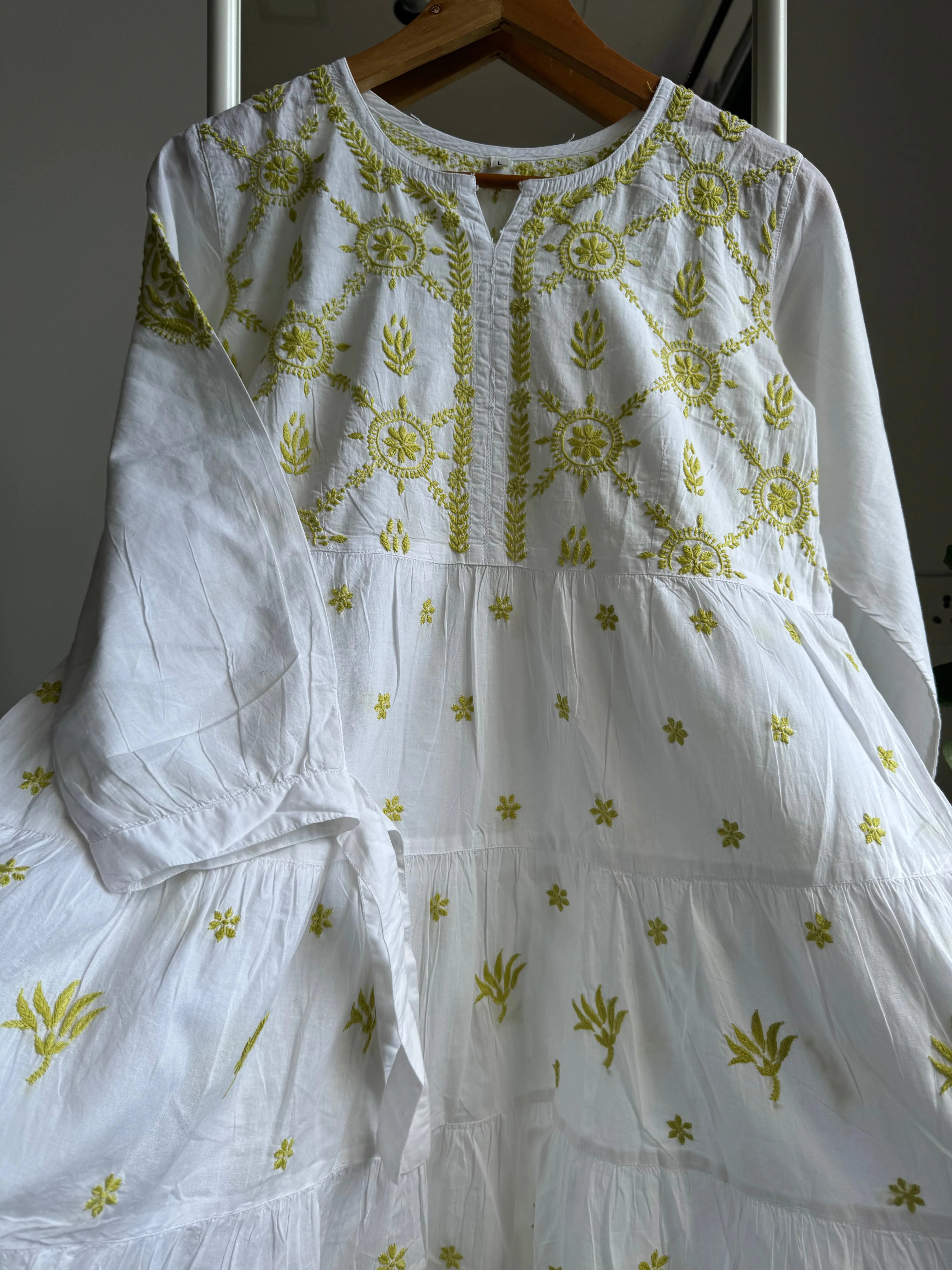 Chikankari Short white Dress - Mul Cotton ARIAA CHIKANKARI 