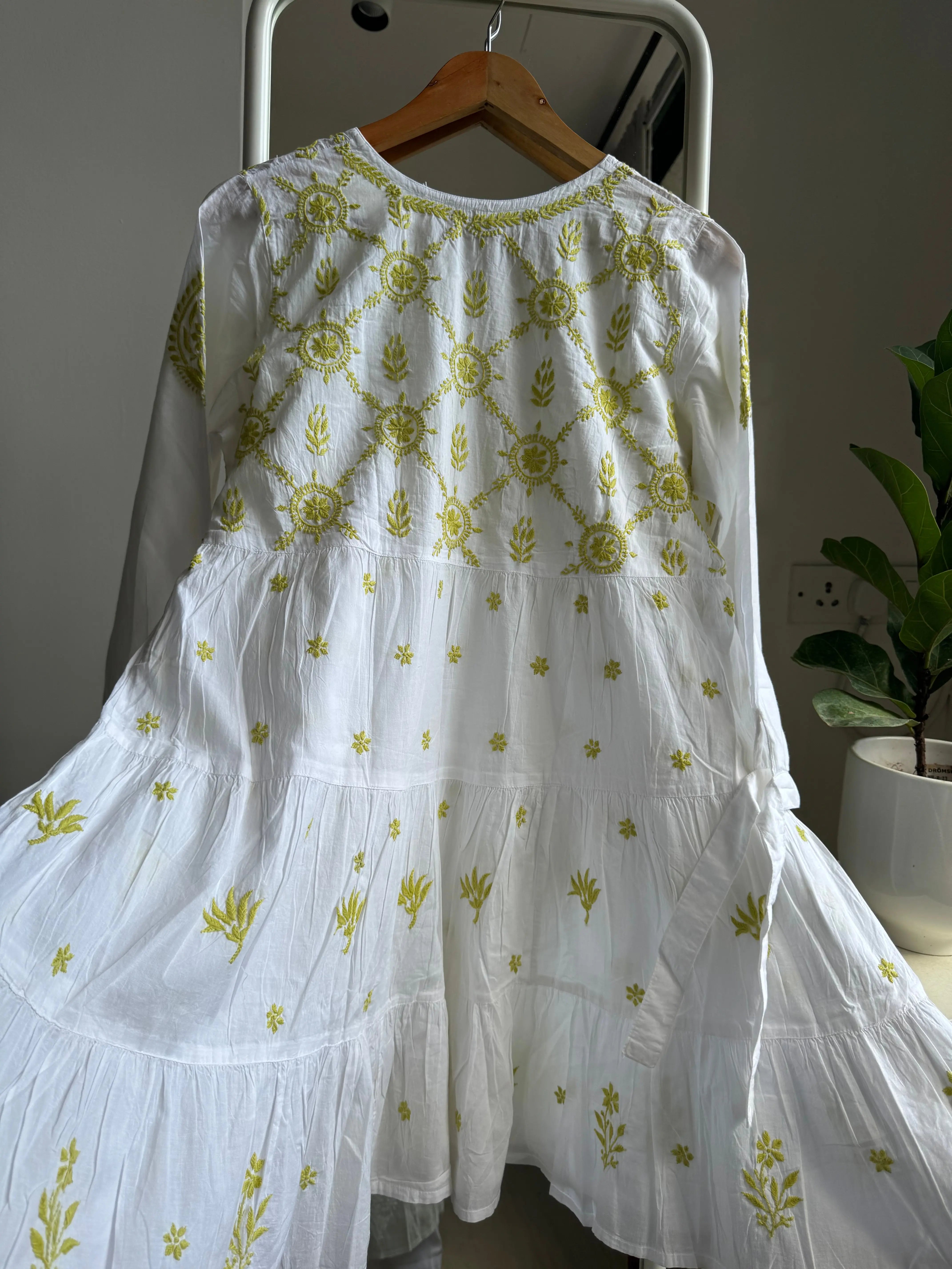 Chikankari Short white Dress - Mul Cotton ARIAA CHIKANKARI 