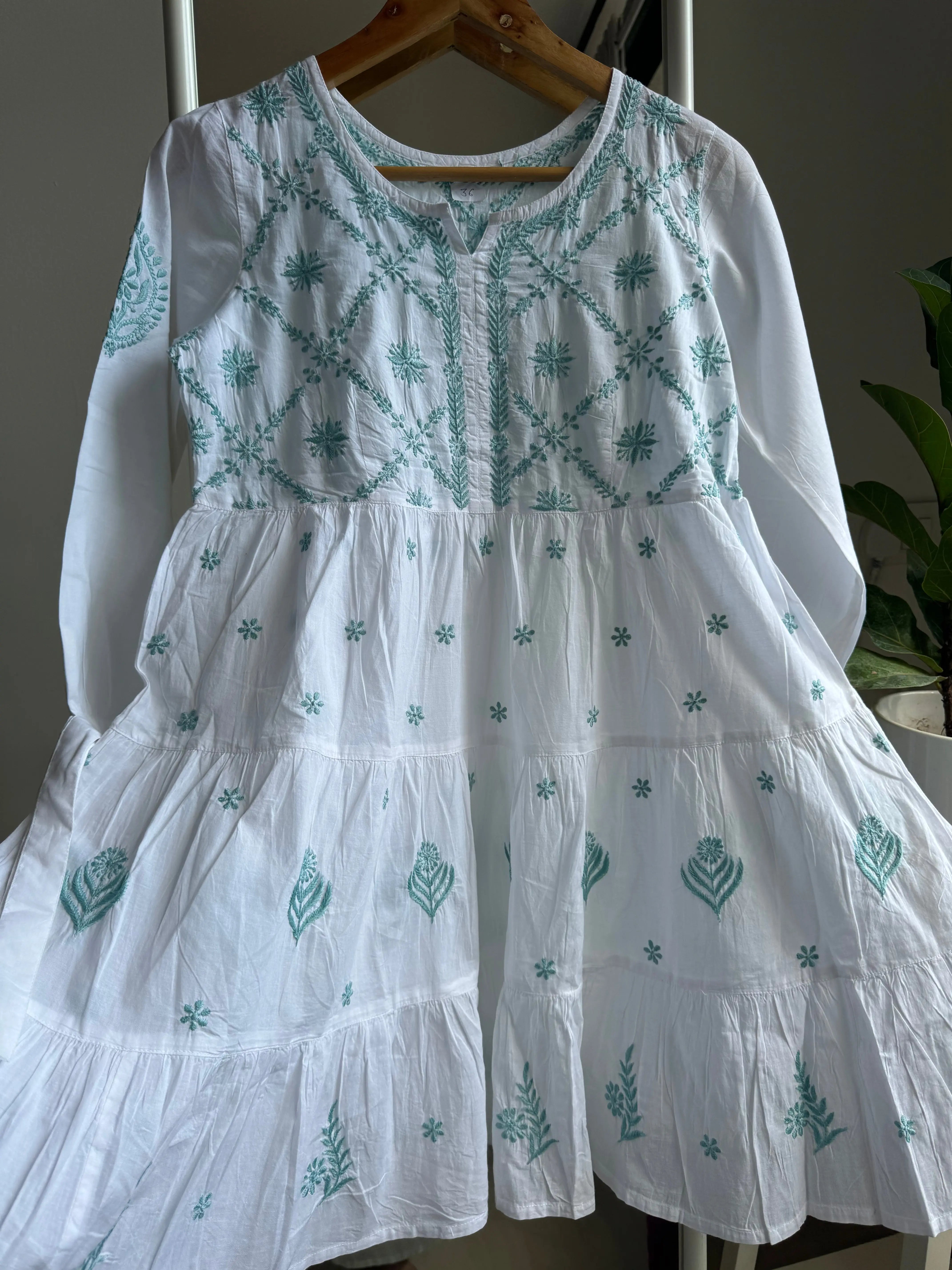 Chikankari Short white Dress - Mul Cotton ARIAA CHIKANKARI 