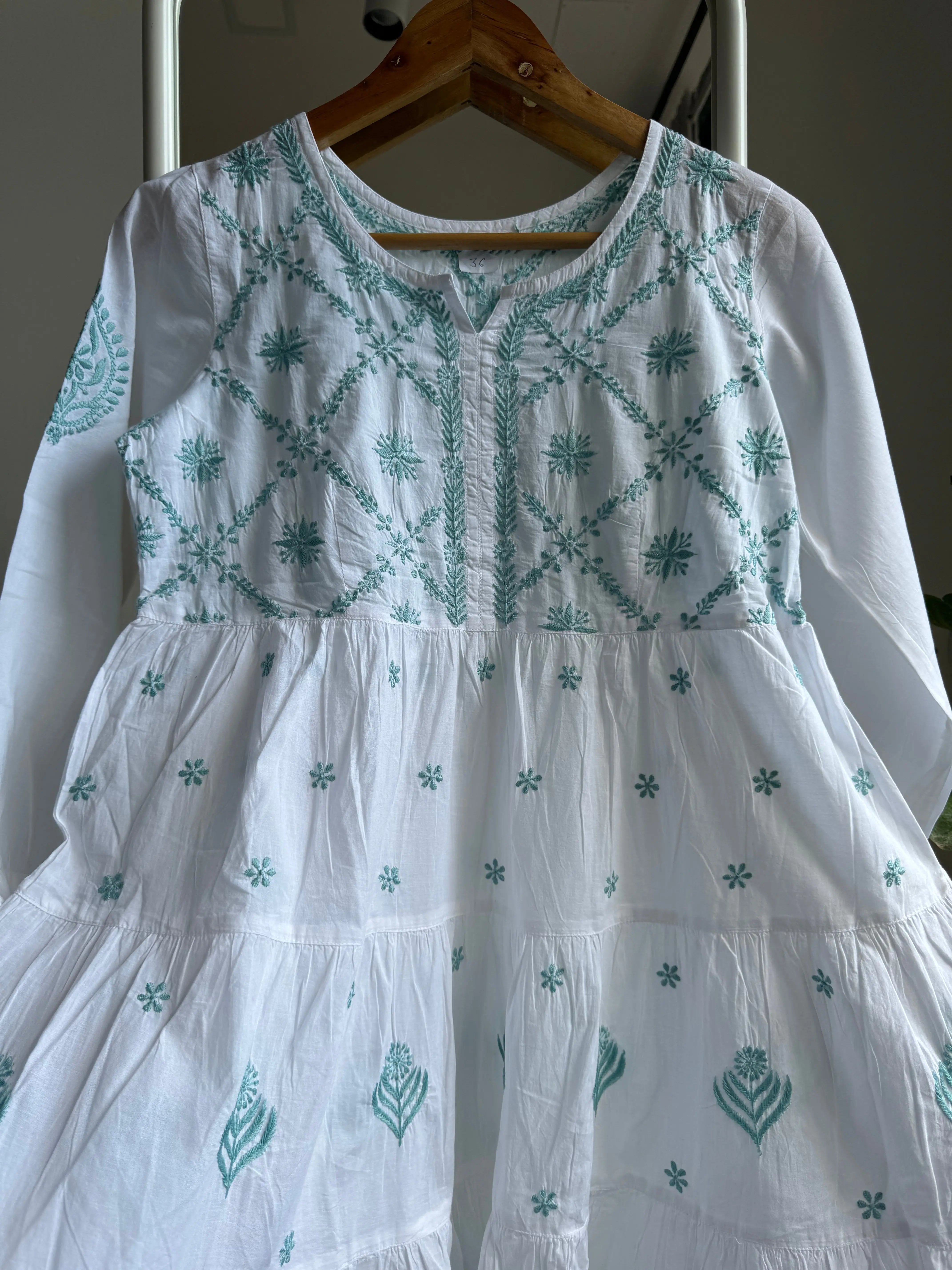 Chikankari Short white Dress - Mul Cotton ARIAA CHIKANKARI 