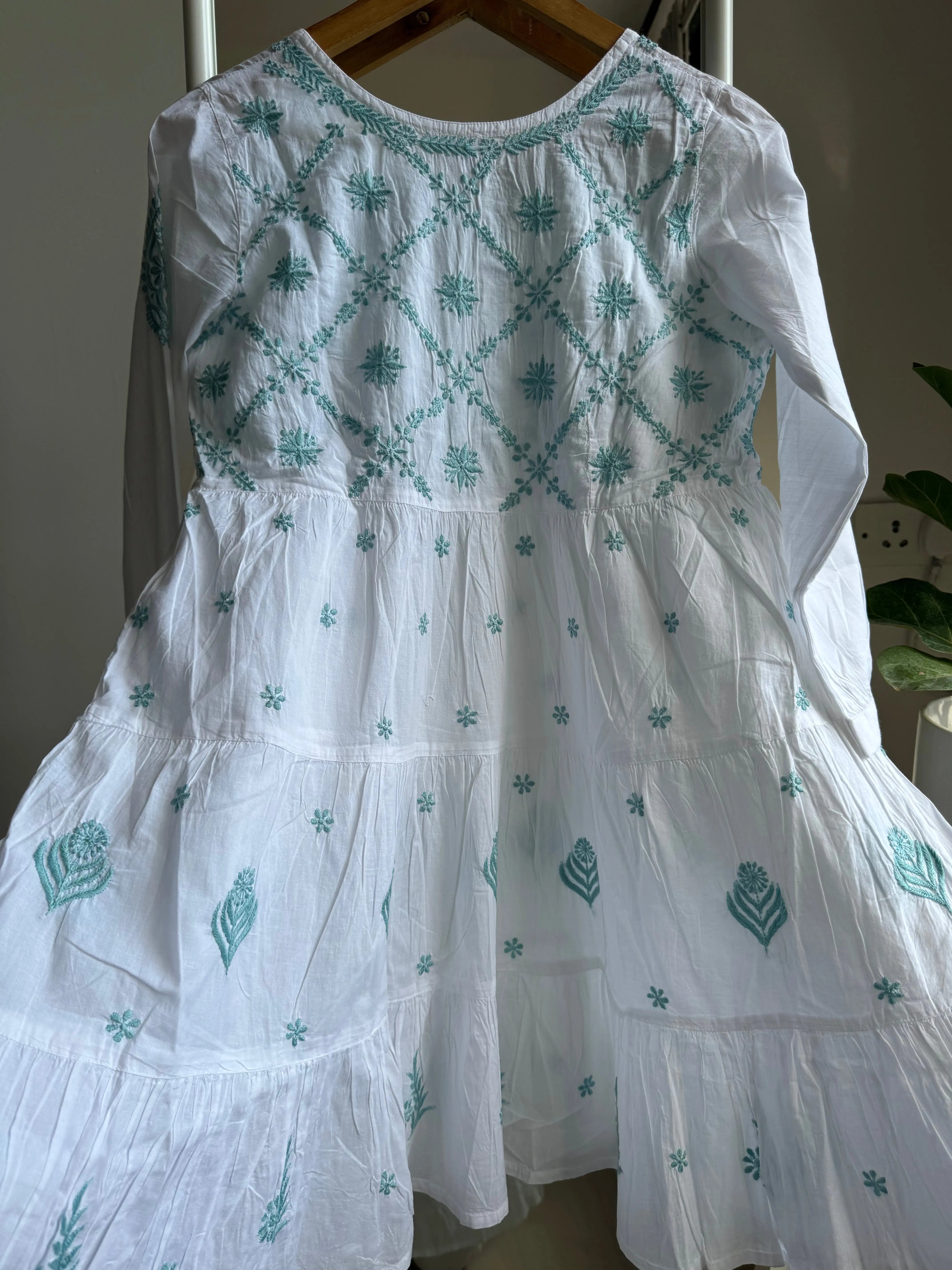 Chikankari Short white Dress - Mul Cotton ARIAA CHIKANKARI 