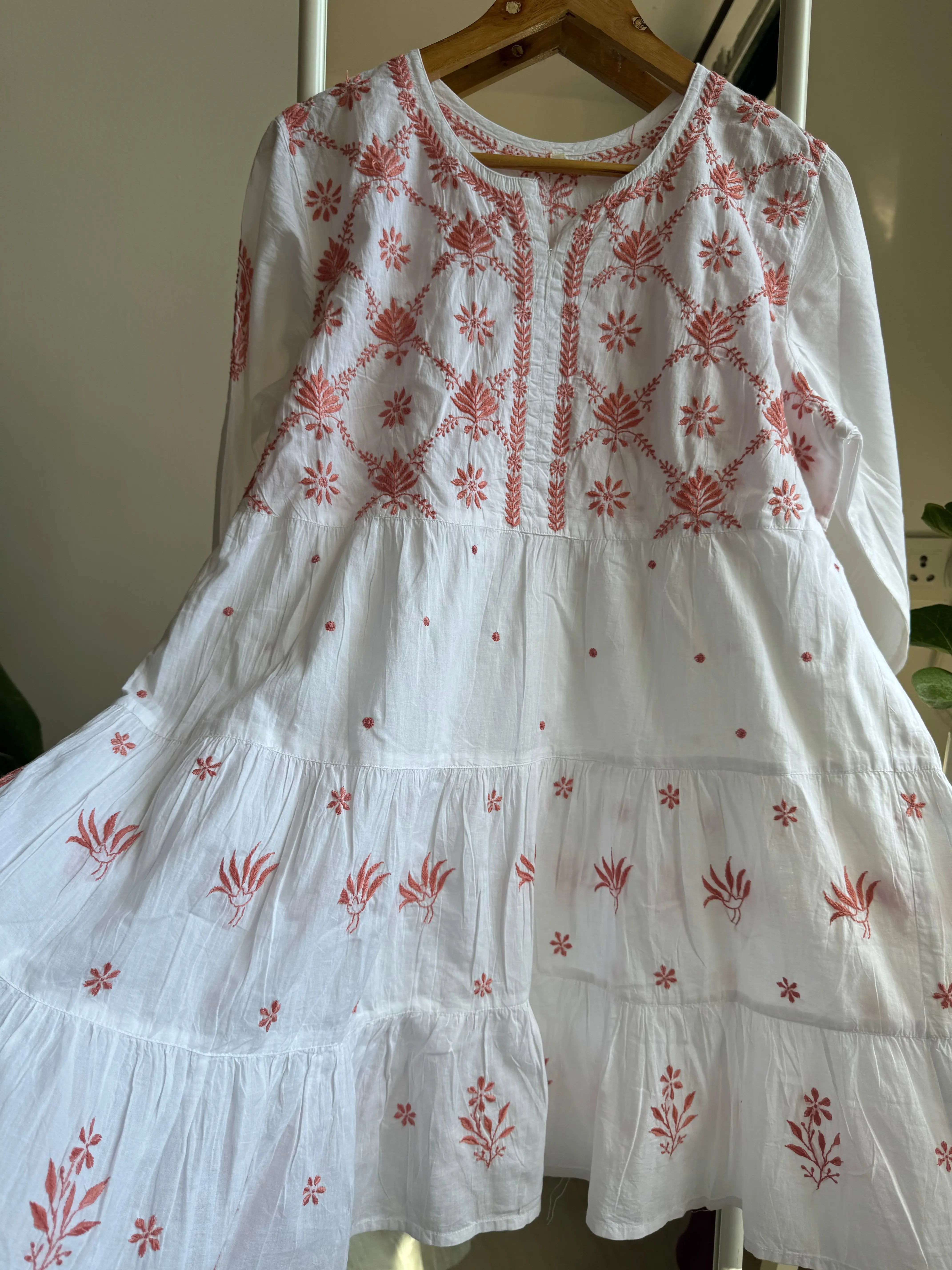 Chikankari Short white Dress - Mul Cotton ARIAA CHIKANKARI 