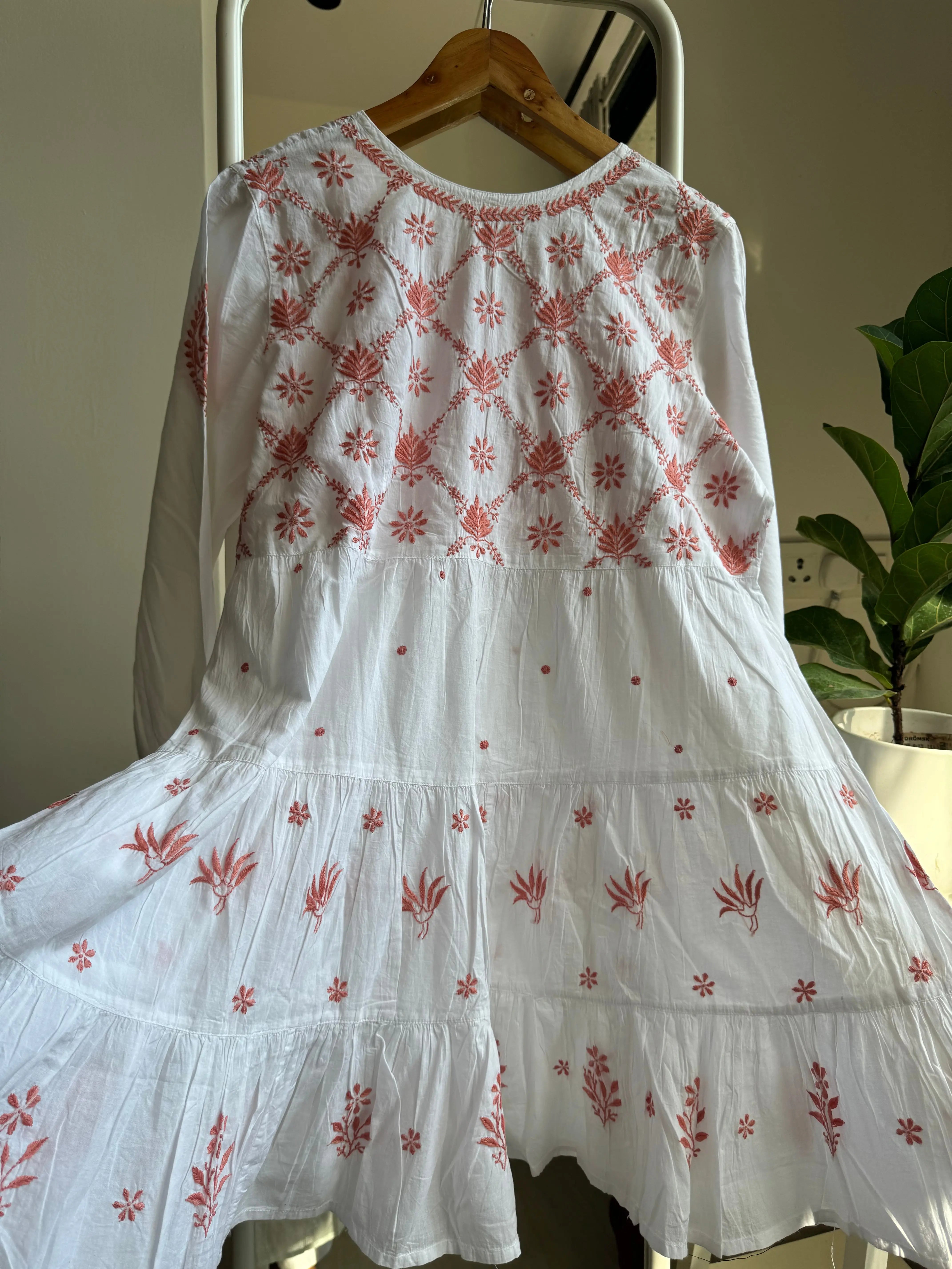 Chikankari Short white Dress - Mul Cotton ARIAA CHIKANKARI 