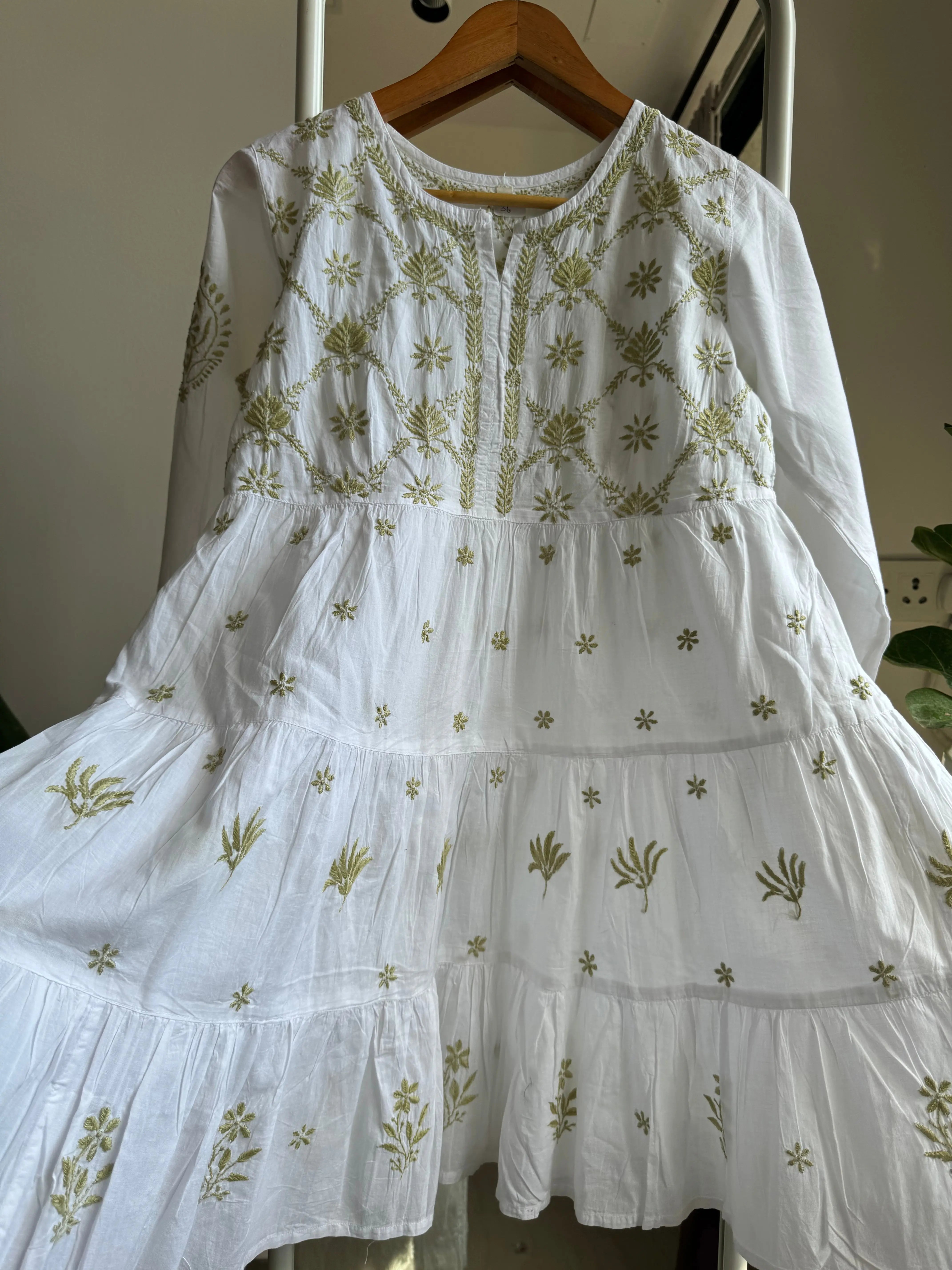 Chikankari Short white Dress - Mul Cotton ARIAA CHIKANKARI 