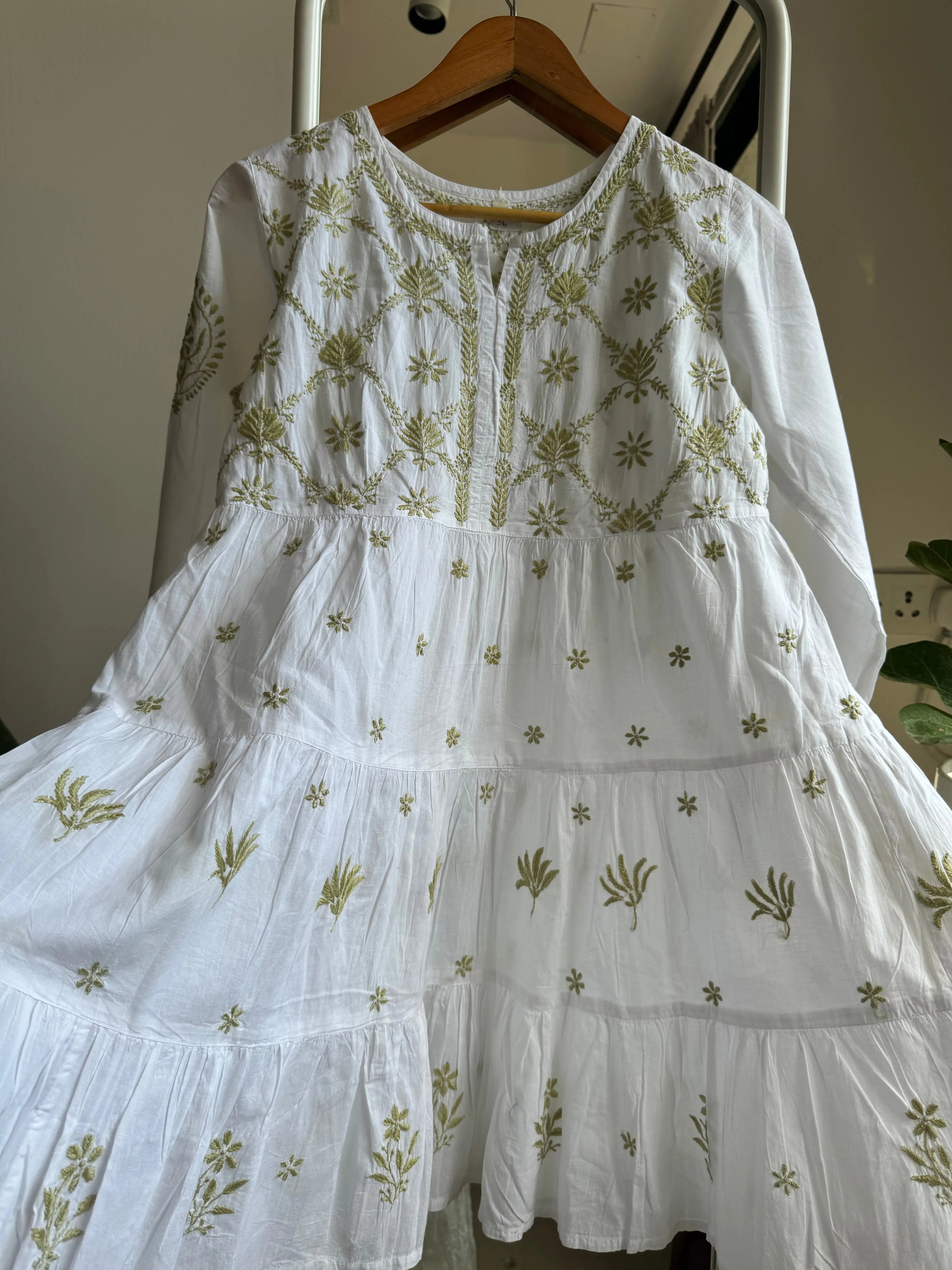 Chikankari Short white Dress - Mul Cotton ARIAA CHIKANKARI 