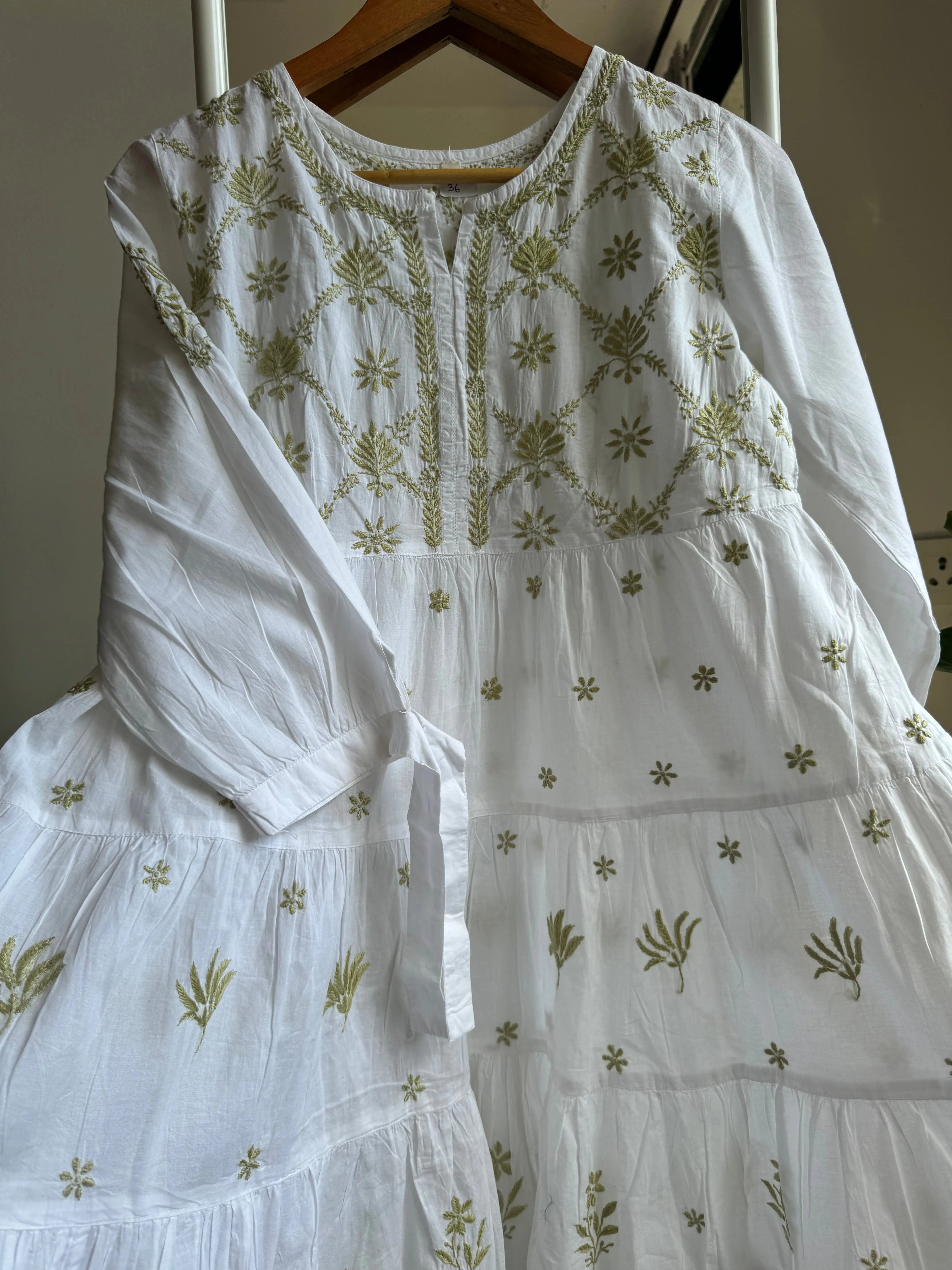 Chikankari Short white Dress - Mul Cotton ARIAA CHIKANKARI 