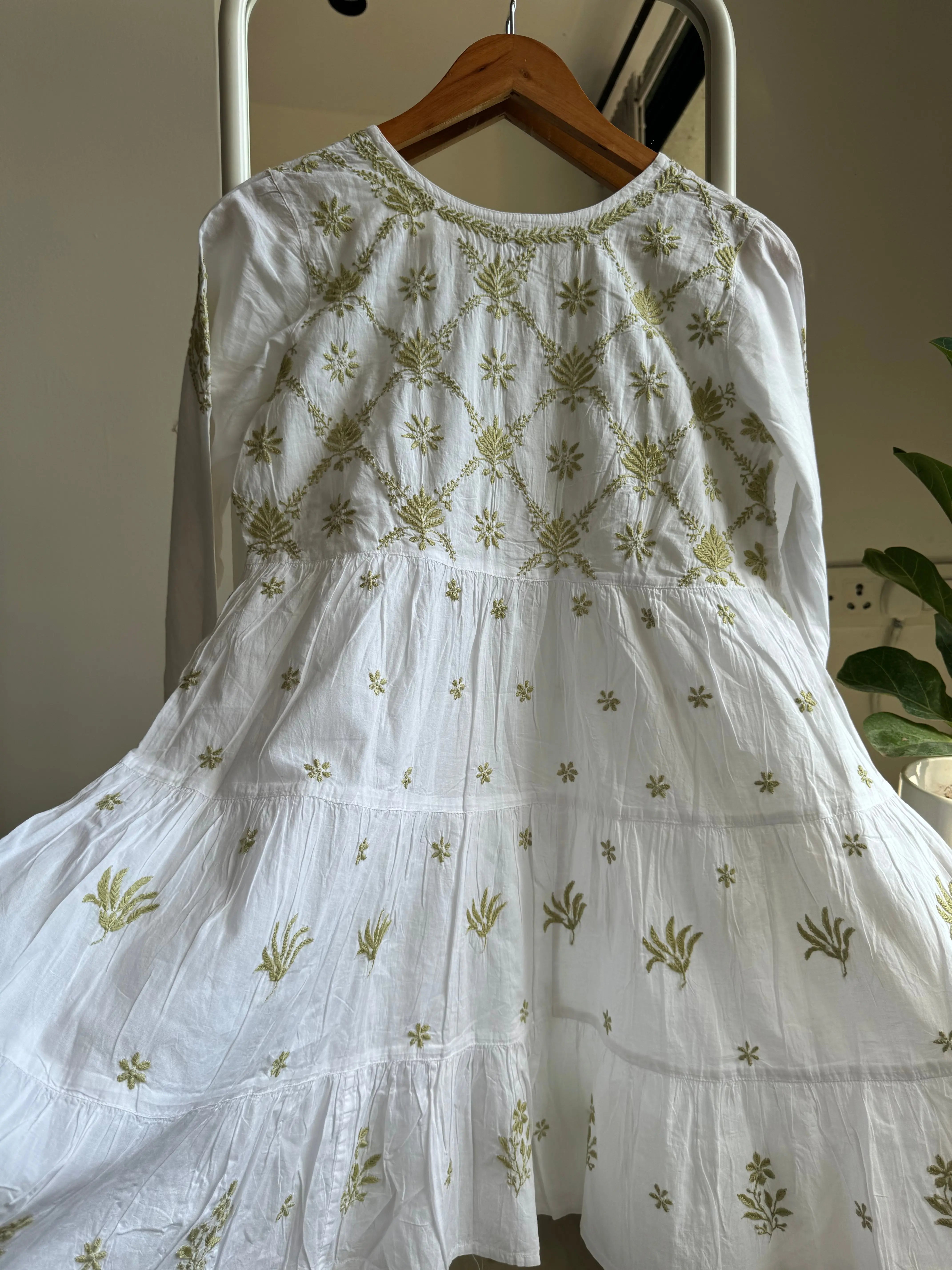 Chikankari Short white Dress - Mul Cotton ARIAA CHIKANKARI 