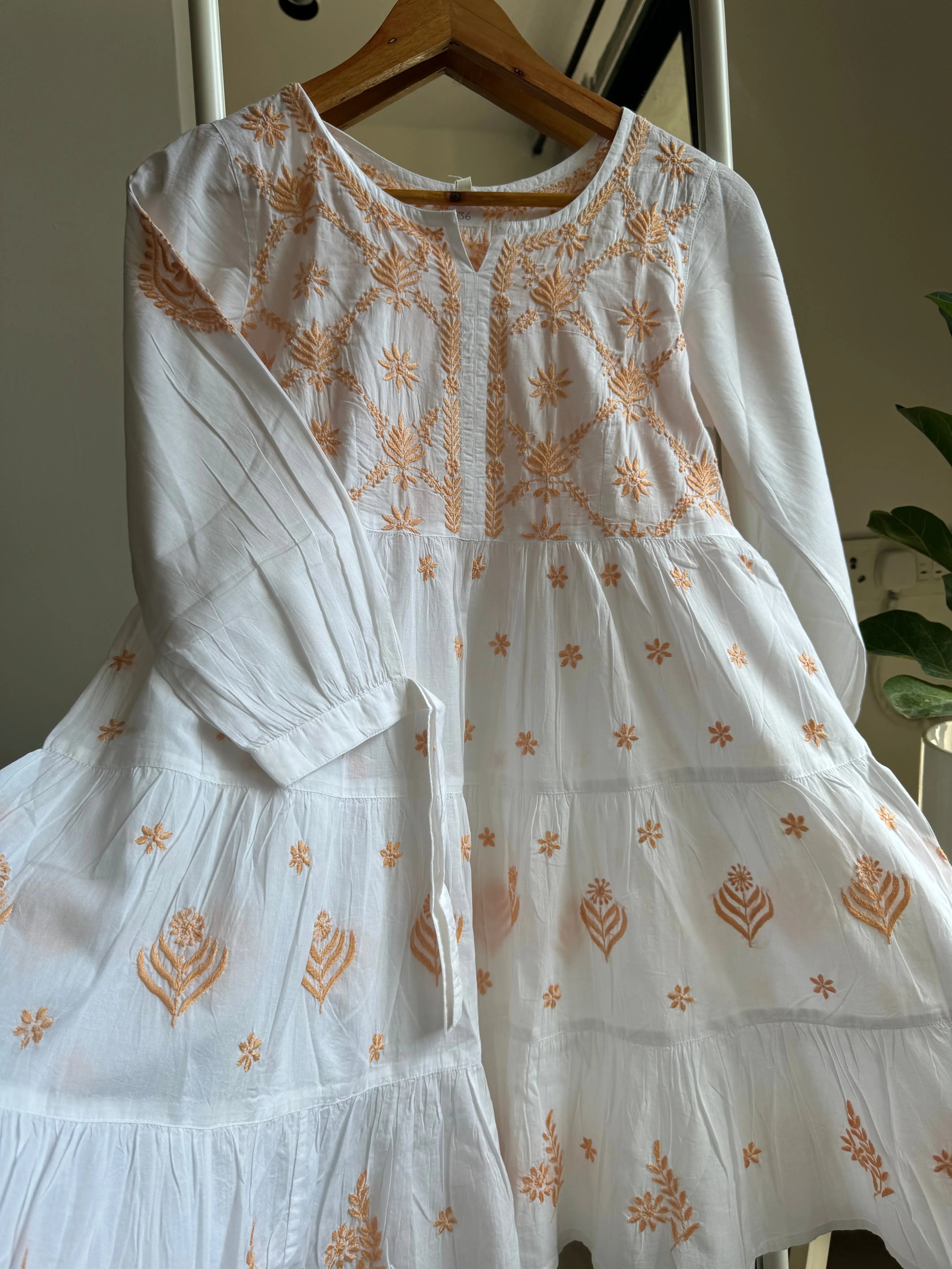 Chikankari Short white Dress - Mul Cotton ARIAA CHIKANKARI 