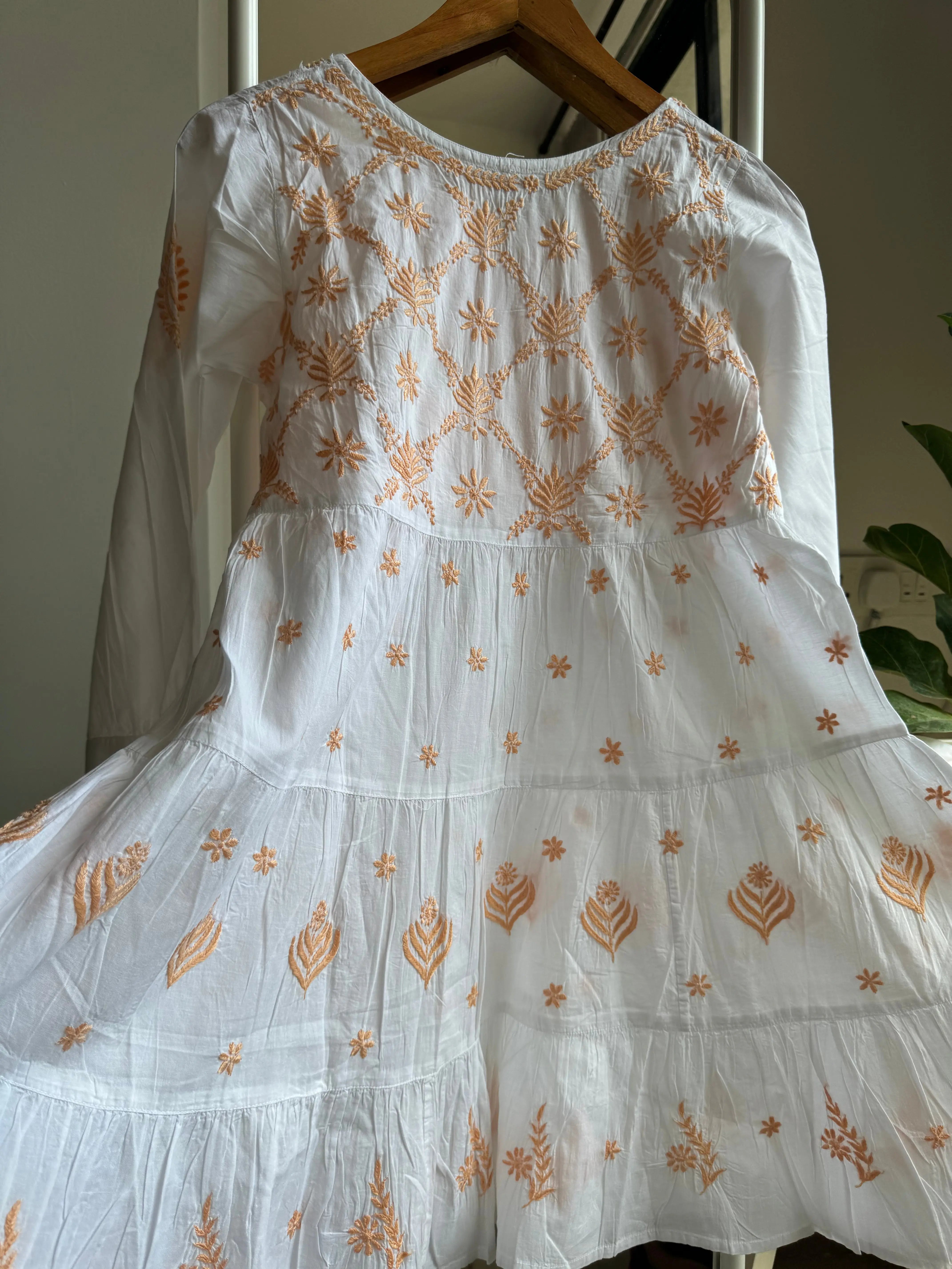 Chikankari Short white Dress - Mul Cotton ARIAA CHIKANKARI 