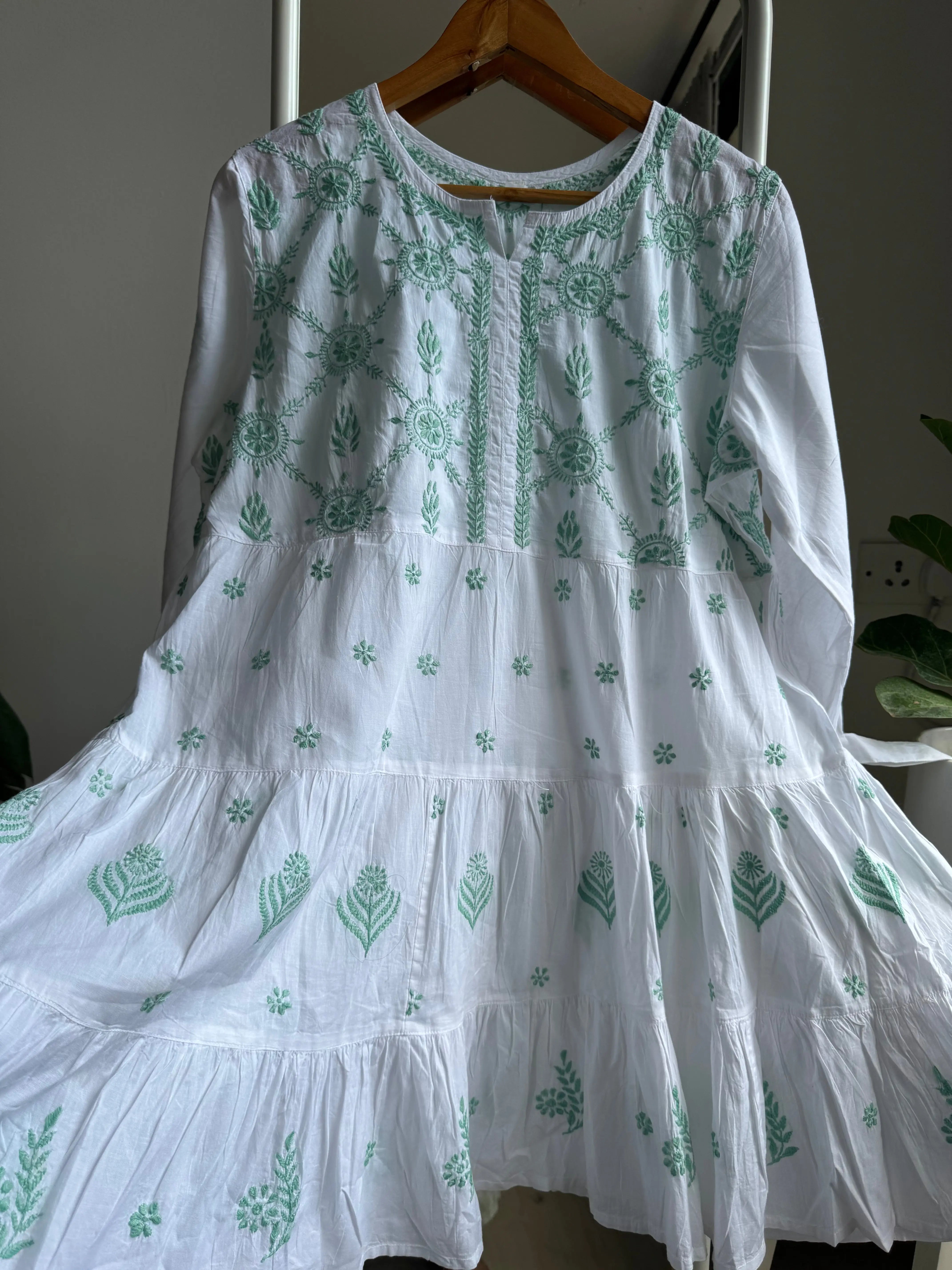 Chikankari Short white Dress - Mul Cotton ARIAA CHIKANKARI 