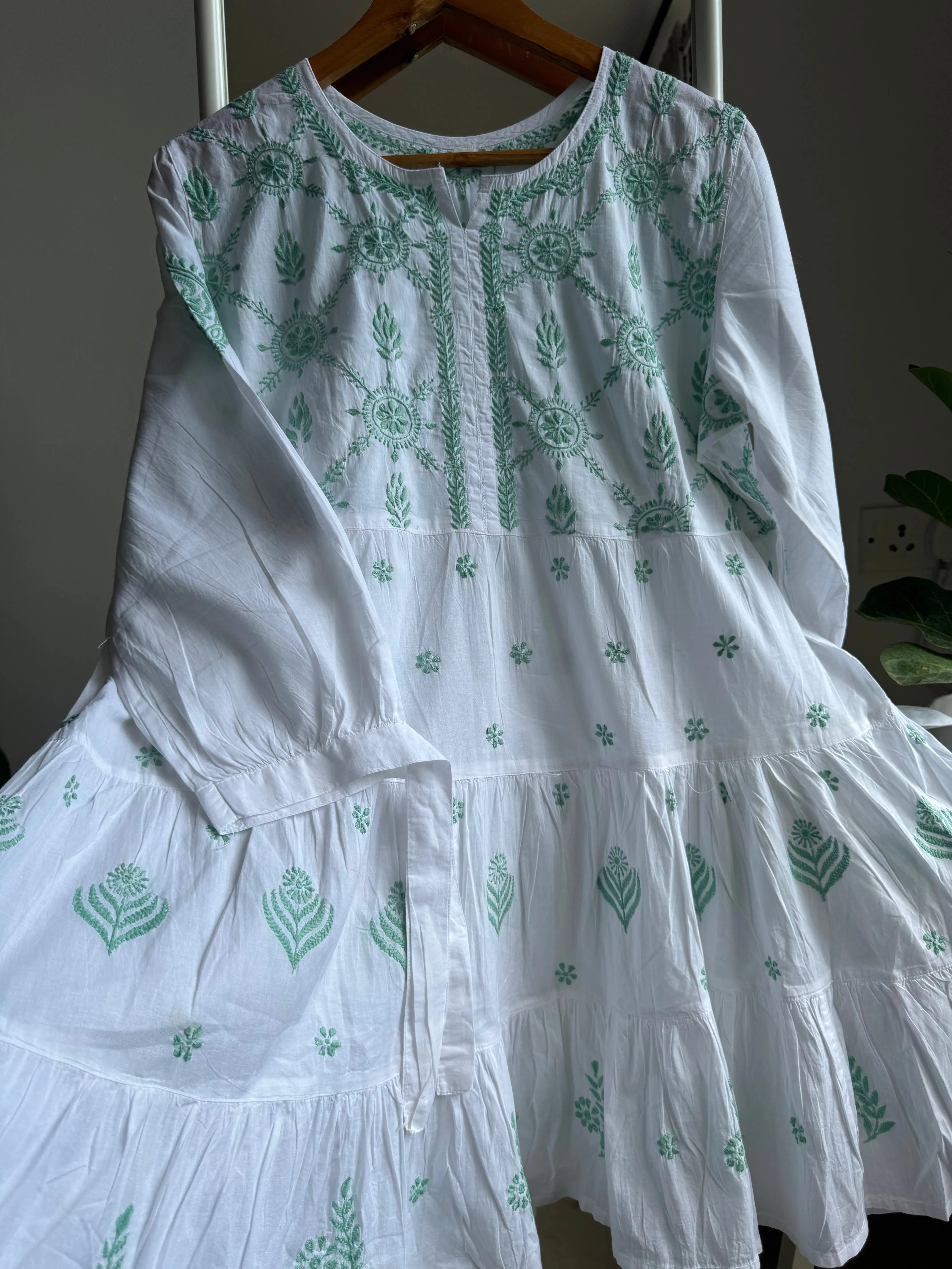 Chikankari Short white Dress - Mul Cotton ARIAA CHIKANKARI 