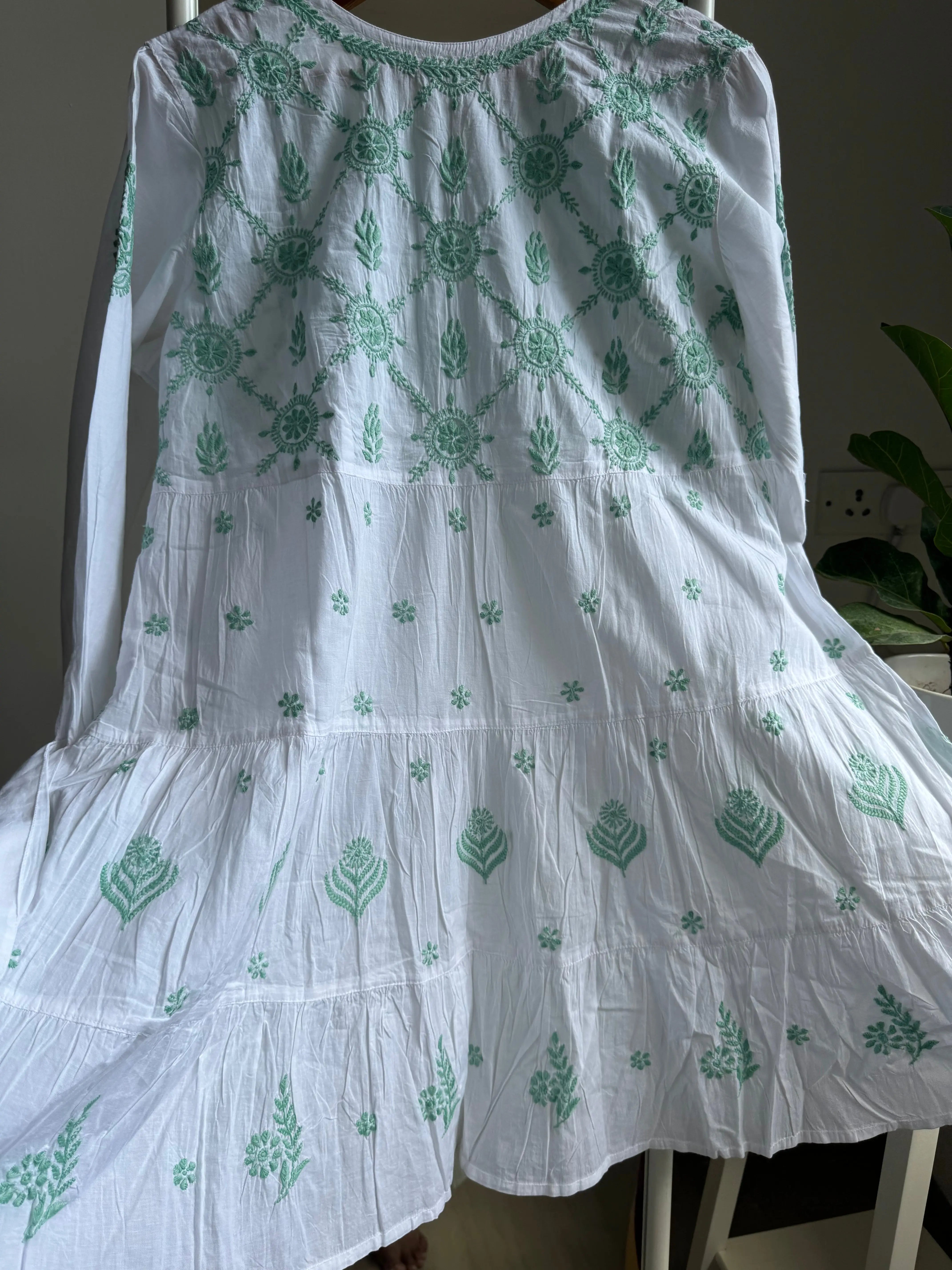 Chikankari Short white Dress - Mul Cotton ARIAA CHIKANKARI 