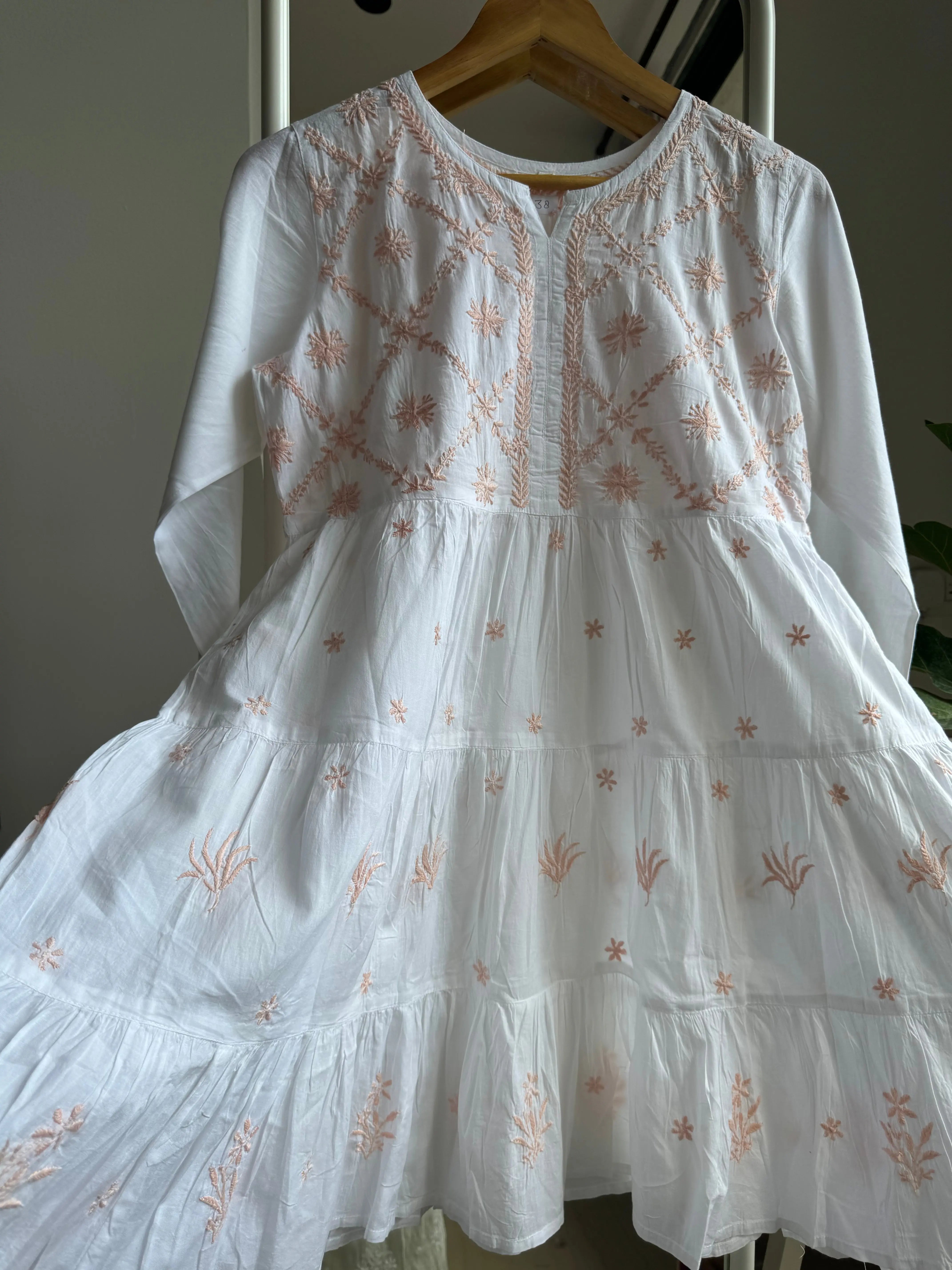 Chikankari Short white Dress - Mul Cotton ARIAA CHIKANKARI 